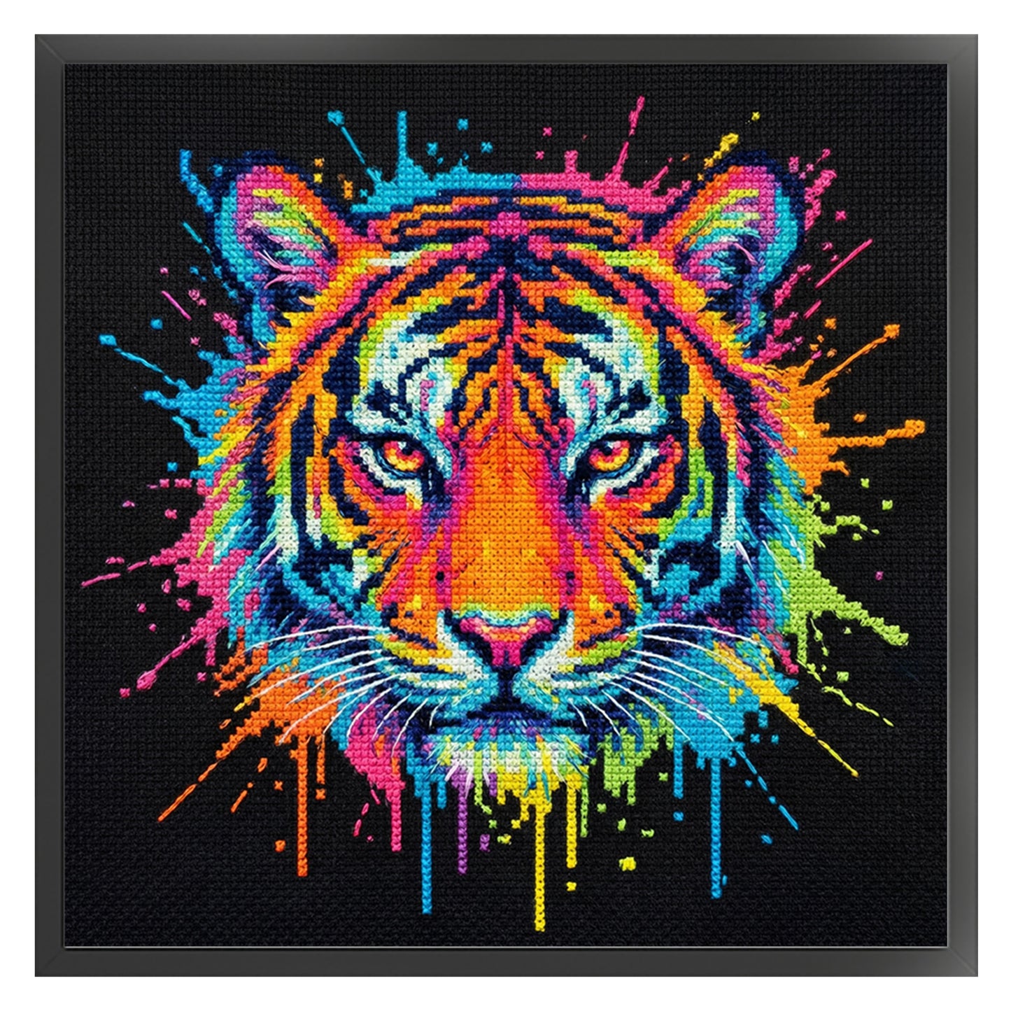 Colorful Splash Tiger - Full 14CT Stamped Cross Stitch 30x30CM - Huacan