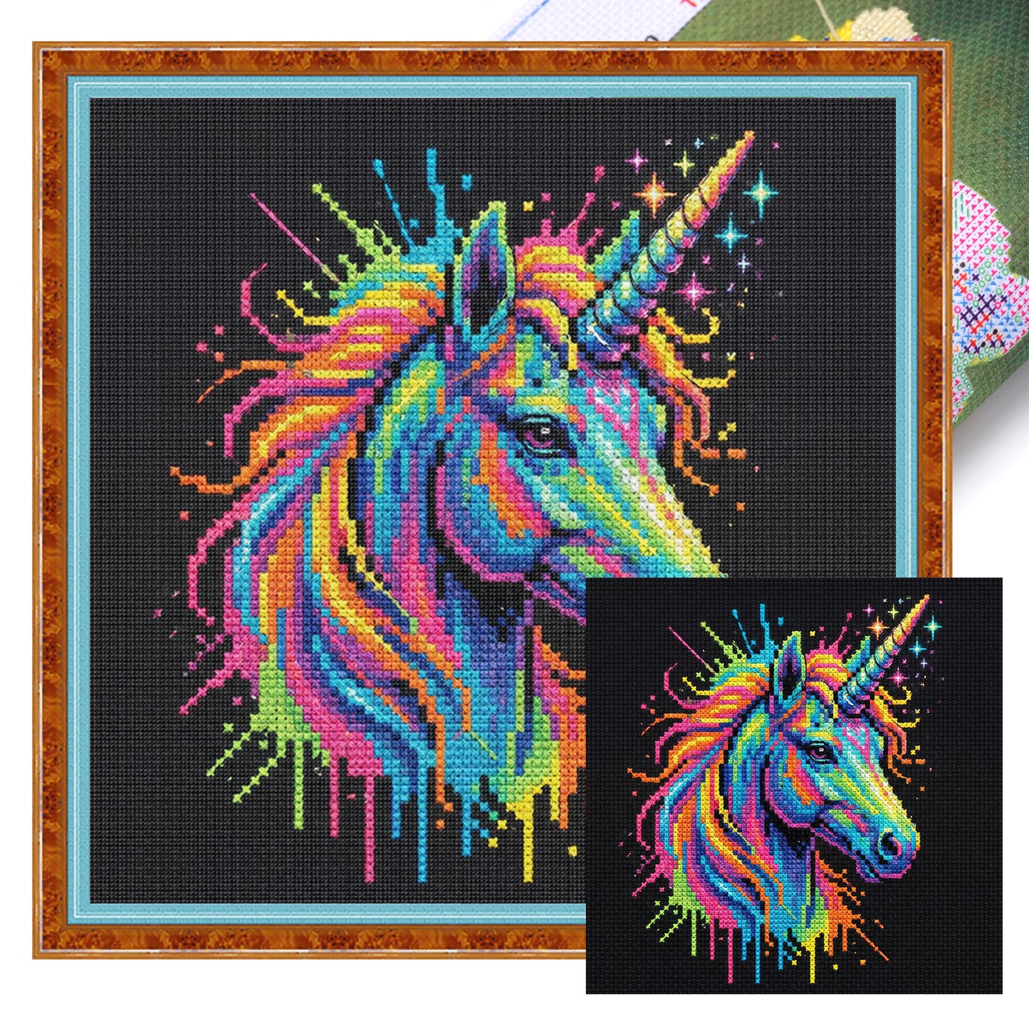 Colorful Splash Alicorn - Full 14CT Stamped Cross Stitch 30x30CM - Huacan