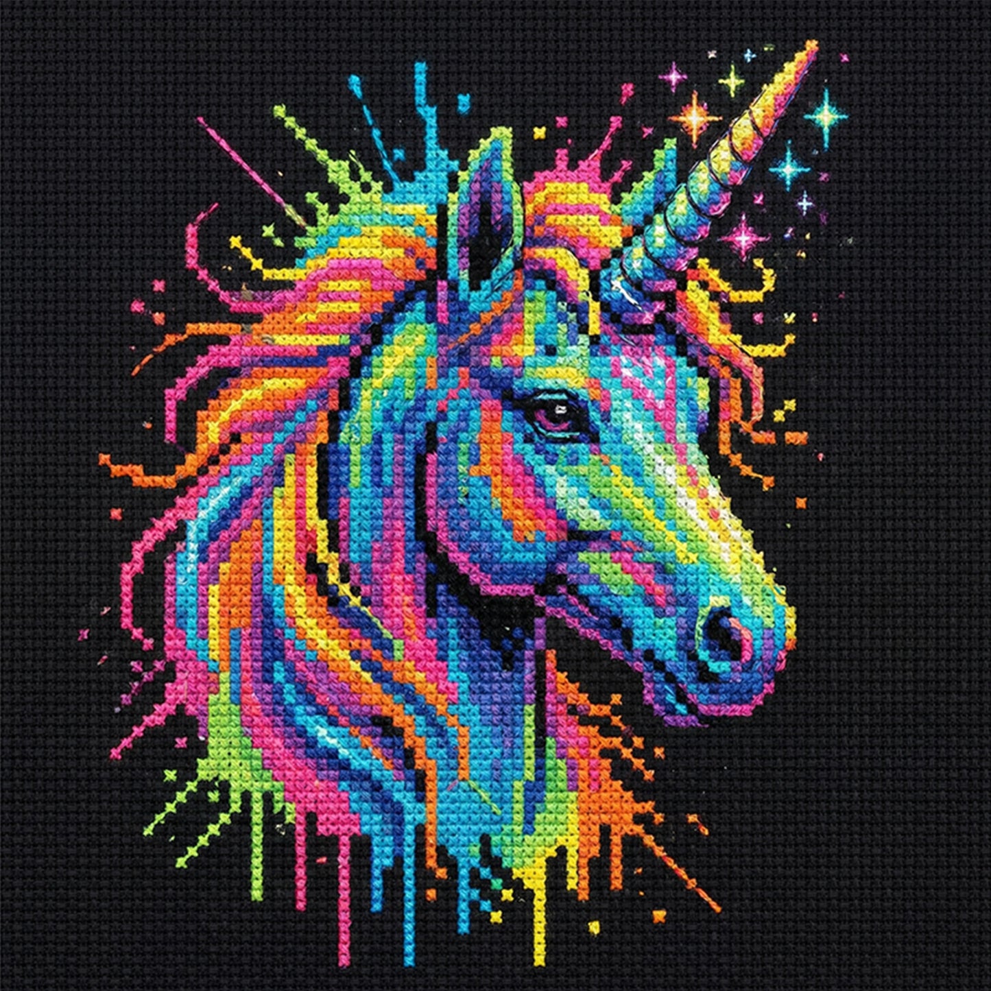 Colorful Splash Alicorn - Full 14CT Stamped Cross Stitch 30x30CM - Huacan
