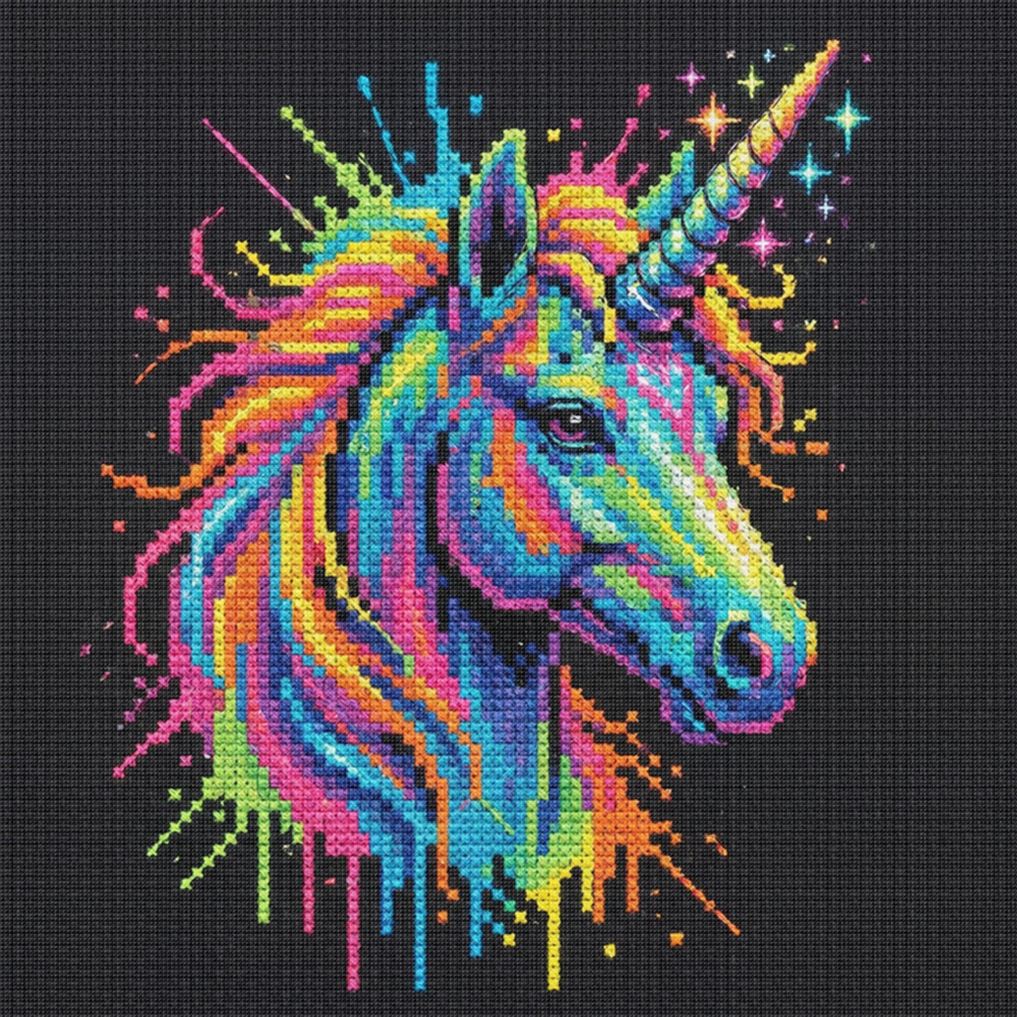 Colorful Splash Alicorn - Full 14CT Stamped Cross Stitch 30x30CM - Huacan