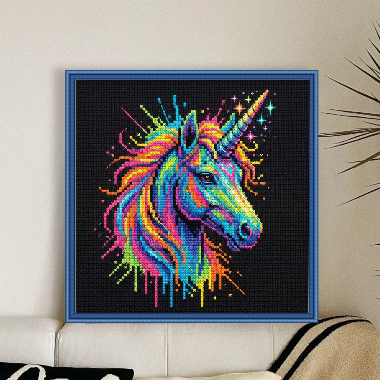 Colorful Splash Alicorn - Full 14CT Stamped Cross Stitch 30x30CM - Huacan