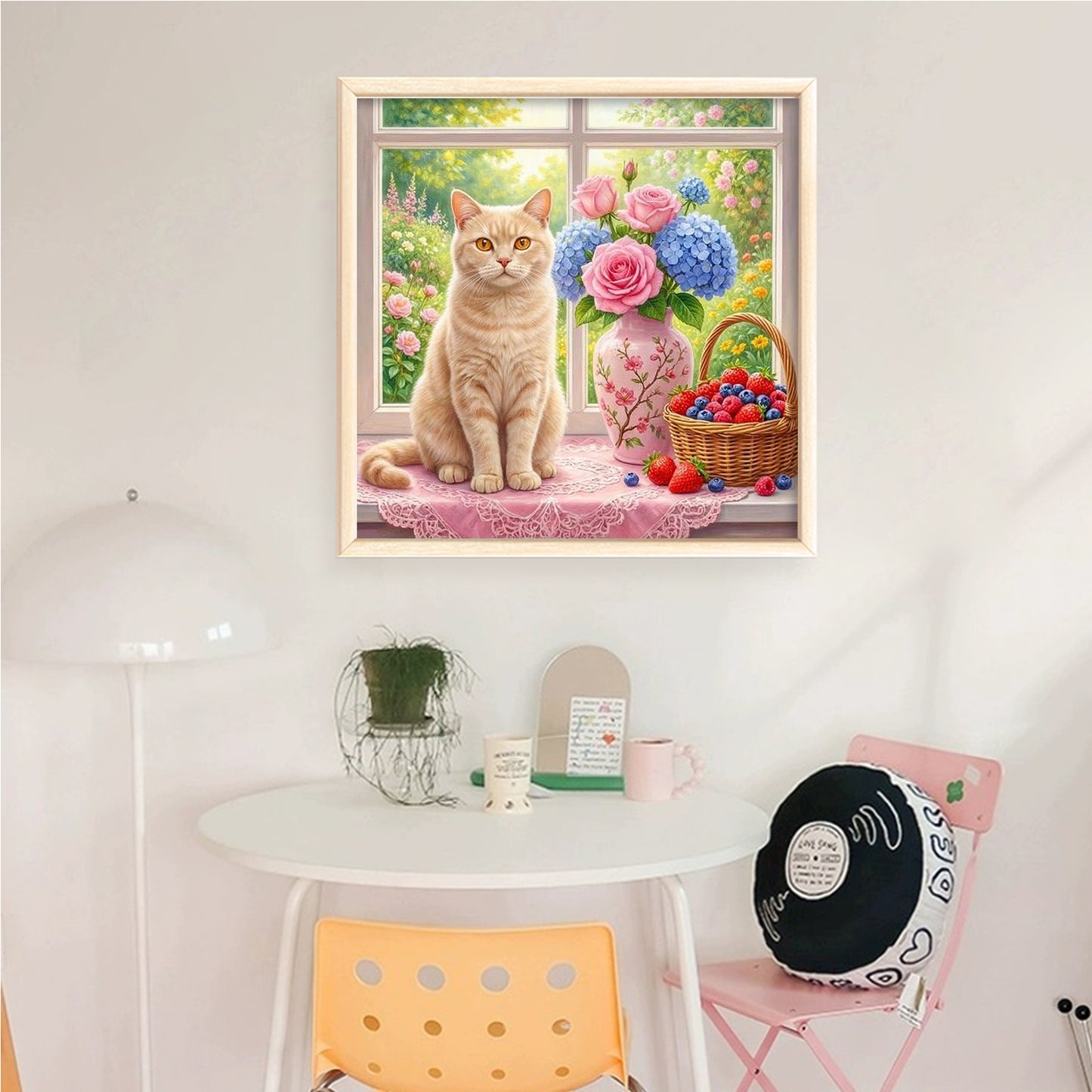 Spring Easter Cat - Full 14CT Counted Cross Stitch 40x40CM - Yishu