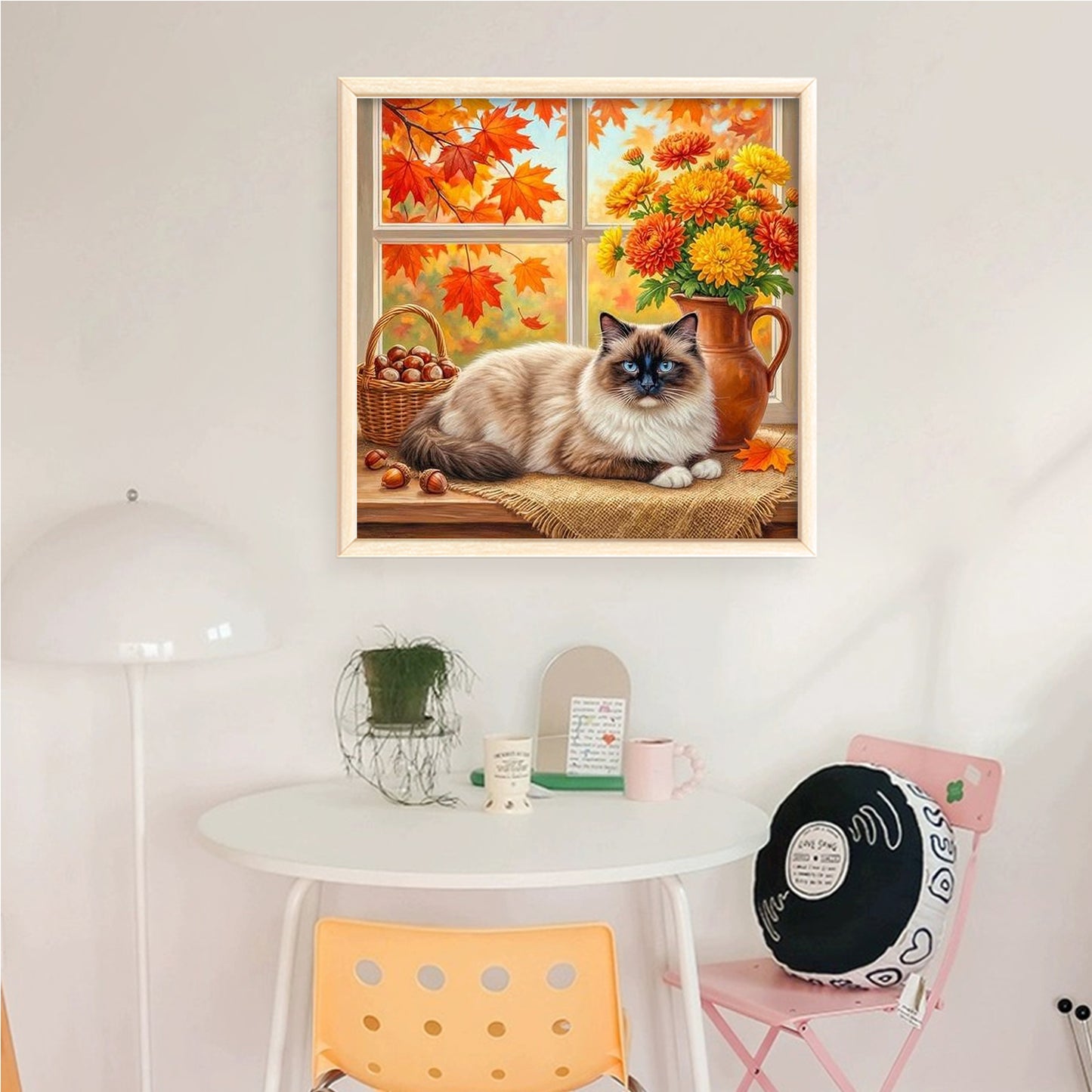 Autumn Fall Cat - Full 14CT Counted Cross Stitch 40x40CM - Yishu