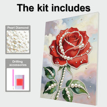 Load image into Gallery viewer, DIY Pearl Painting Kit 30x40CM Red Roses Framed Handmade Pearl Material Art Set Room Wall Decoration
