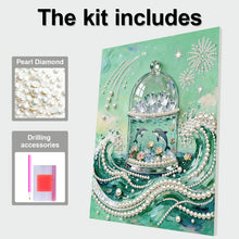Load image into Gallery viewer, DIY Pearl Painting Kit 30x40CM Ocean Wave Crystal Box Framed Handmade Pearl Material Art Set Room Wall Decoration
