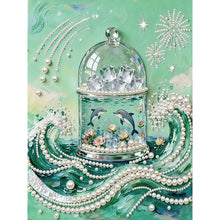 Load image into Gallery viewer, DIY Pearl Painting Kit 30x40CM Ocean Wave Crystal Box Framed Handmade Pearl Material Art Set Room Wall Decoration
