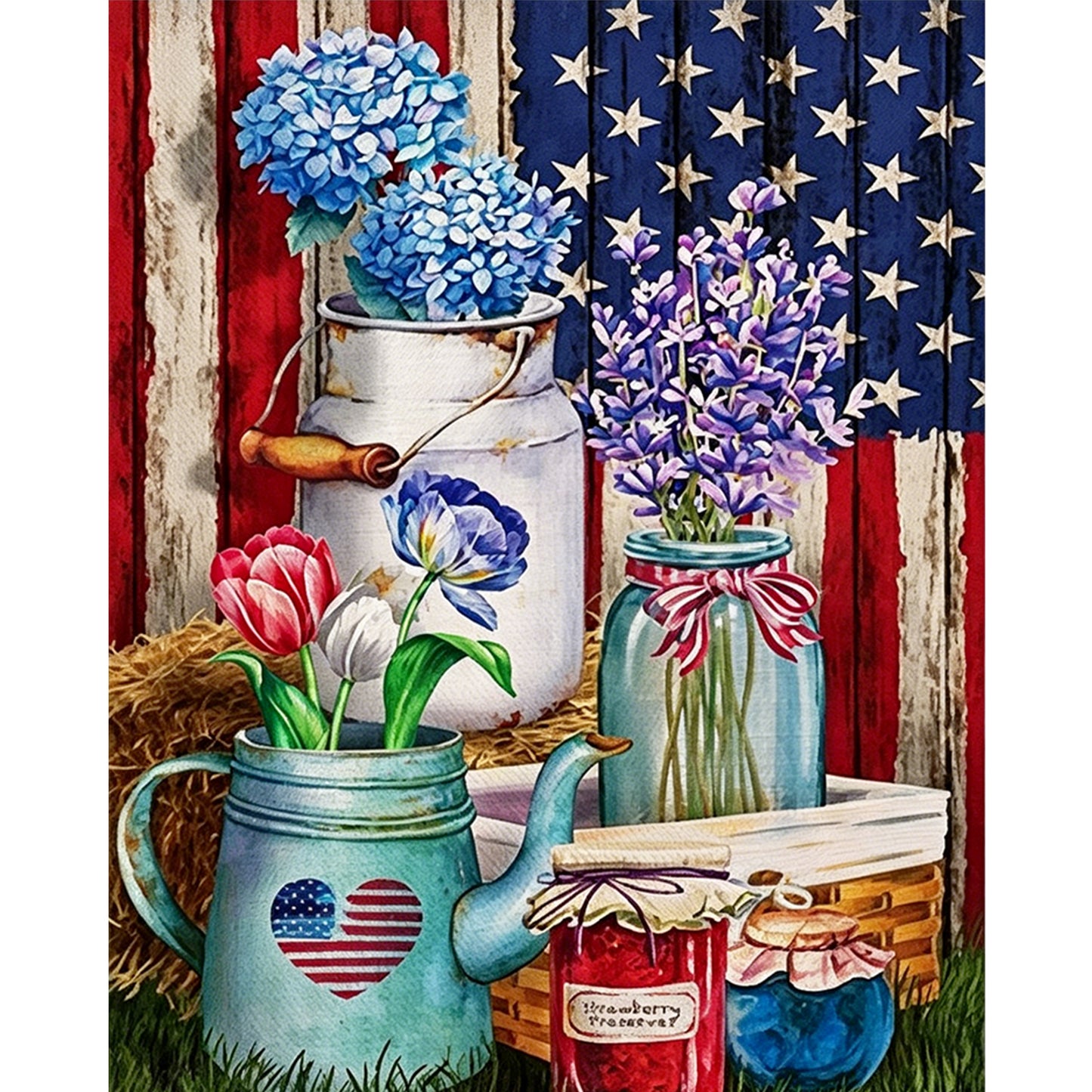 Independence Day - Full 11CT Stamped Cross Stitch 40x50CM - Yishu