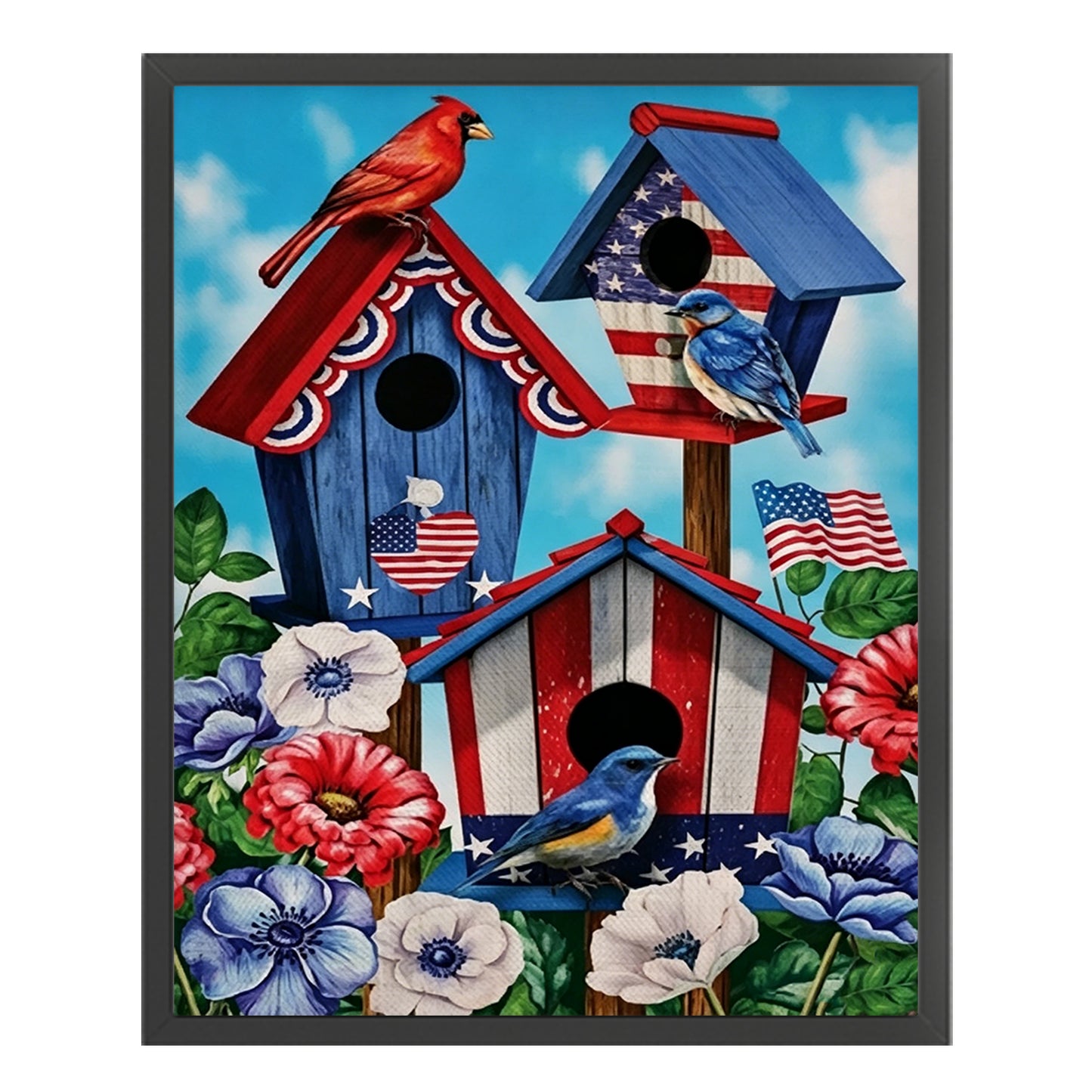 Patriotic Birdhouse Independence Day - Full 11CT Stamped Cross Stitch 40x50CM - Yishu