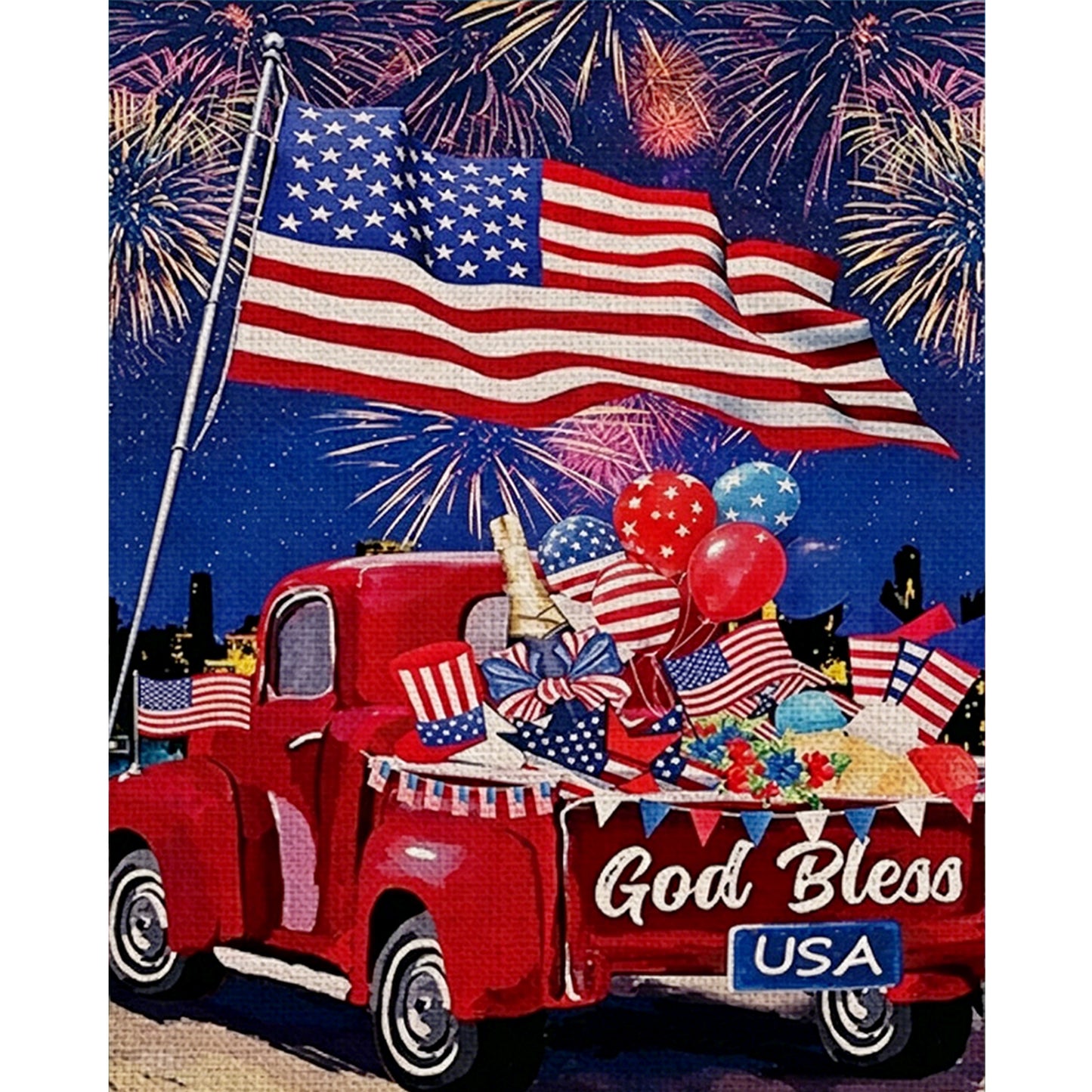Independence Day - Full 11CT Stamped Cross Stitch 40x50CM - Yishu