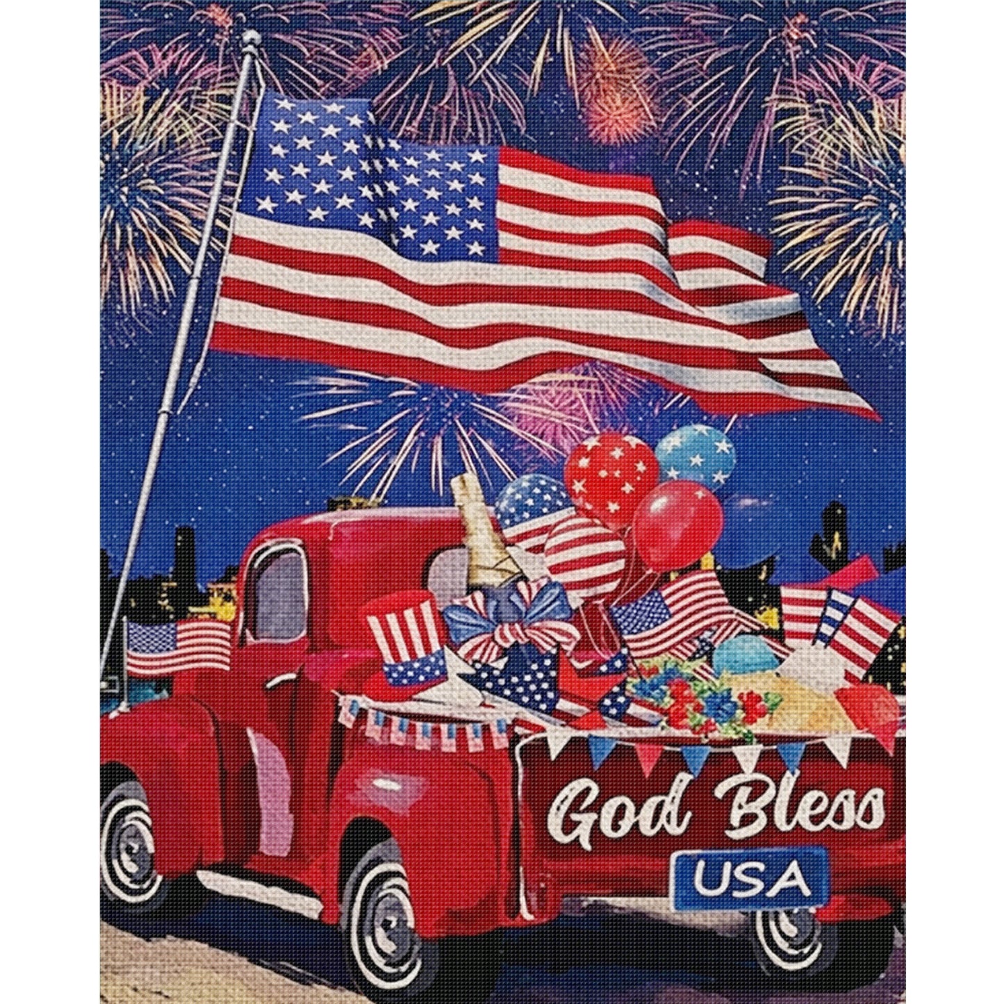 Independence Day - Full 11CT Stamped Cross Stitch 40x50CM - Yishu