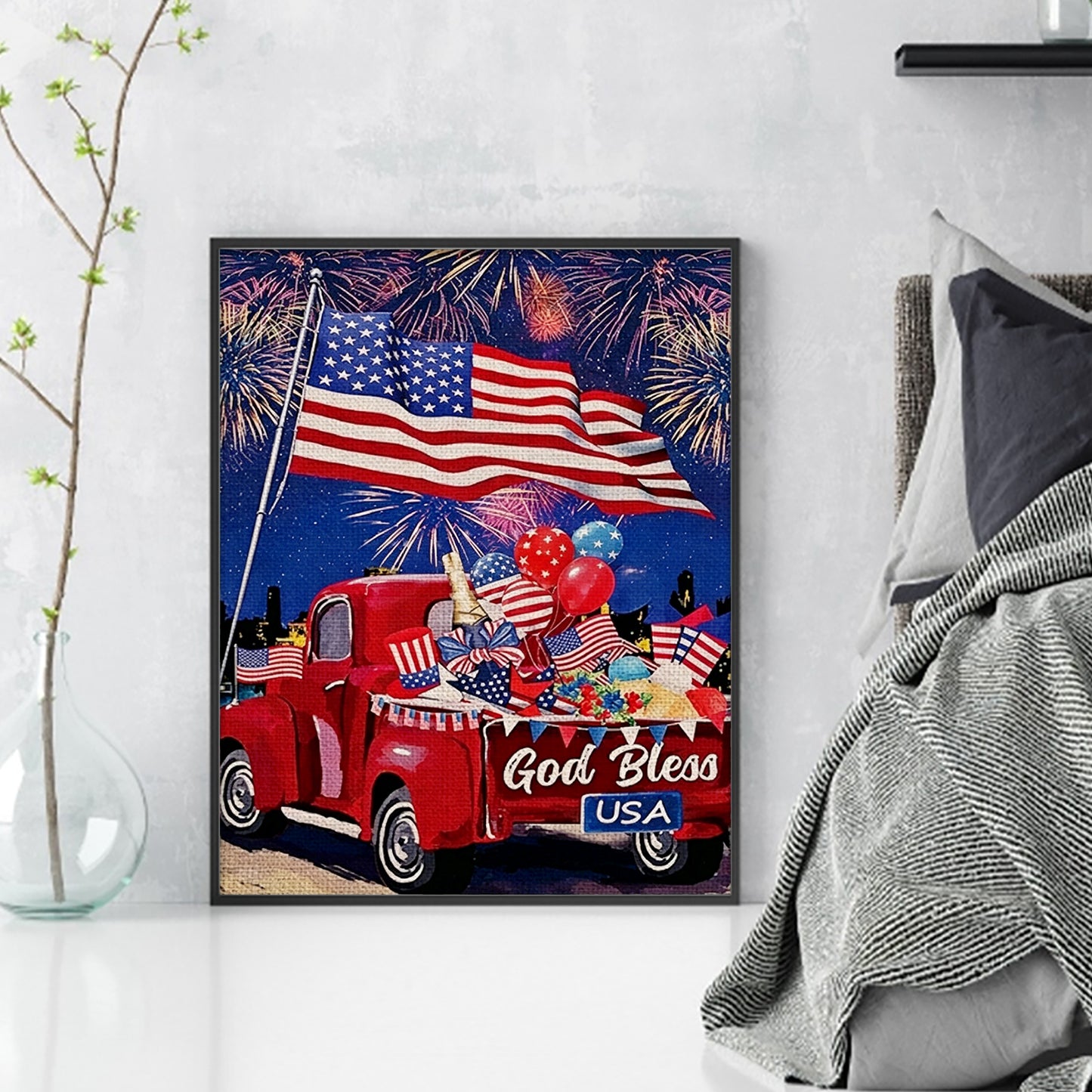 Independence Day - Full 11CT Stamped Cross Stitch 40x50CM - Yishu
