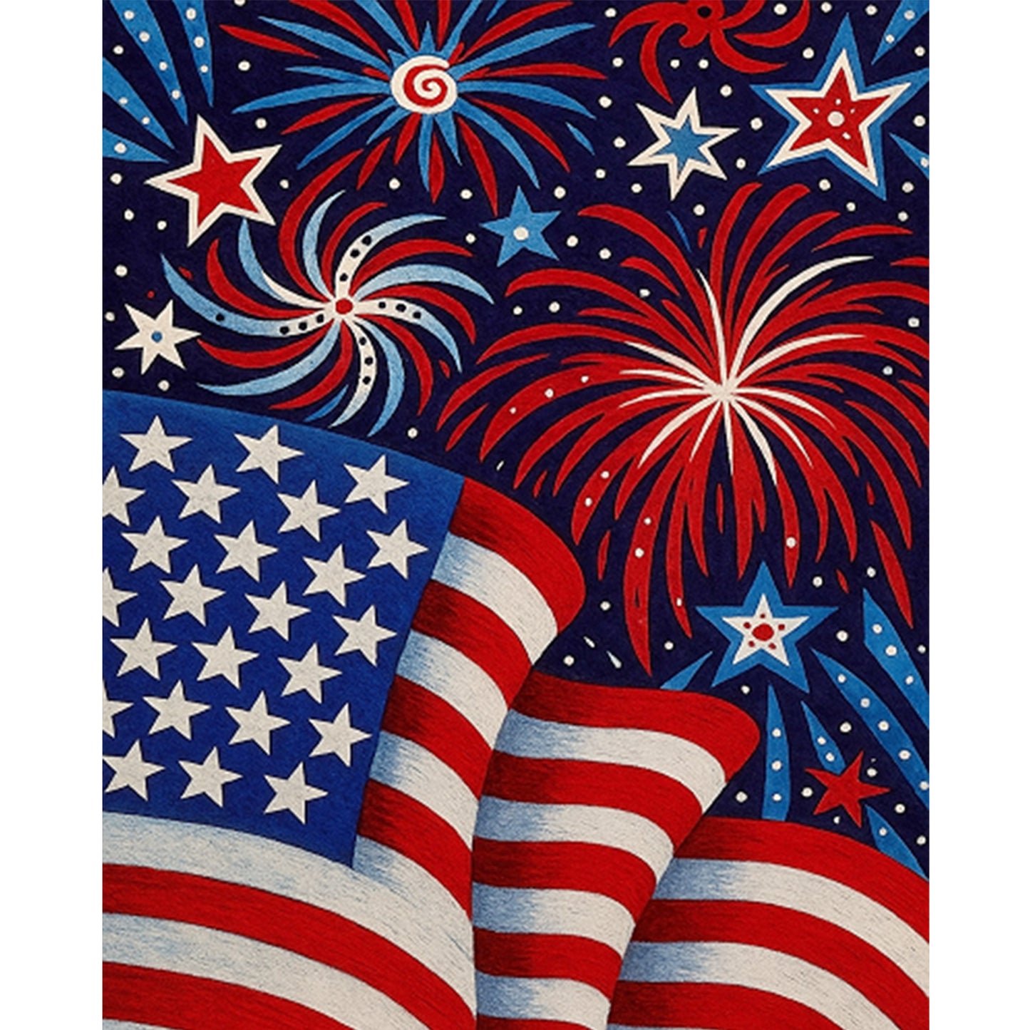 Independence Day - Full 11CT Stamped Cross Stitch 40x50CM - Yishu