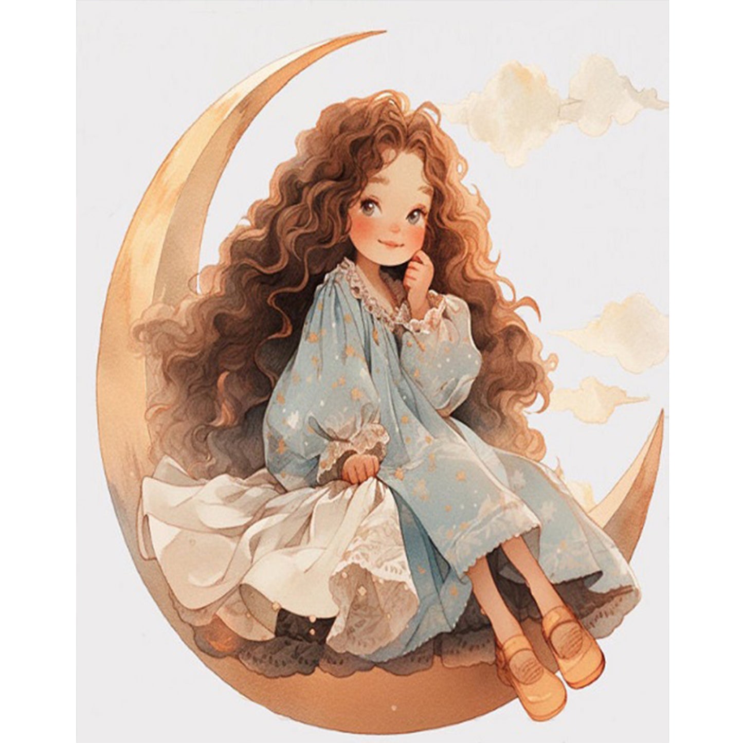 Moon Girl - Full 11CT Stamped Cross Stitch 50x60CM - Yishu