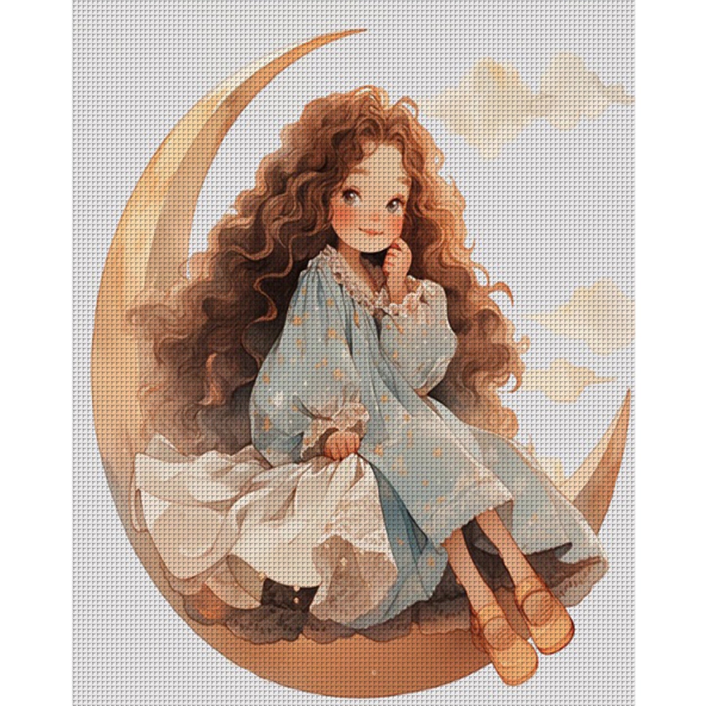 Moon Girl - Full 11CT Stamped Cross Stitch 50x60CM - Yishu