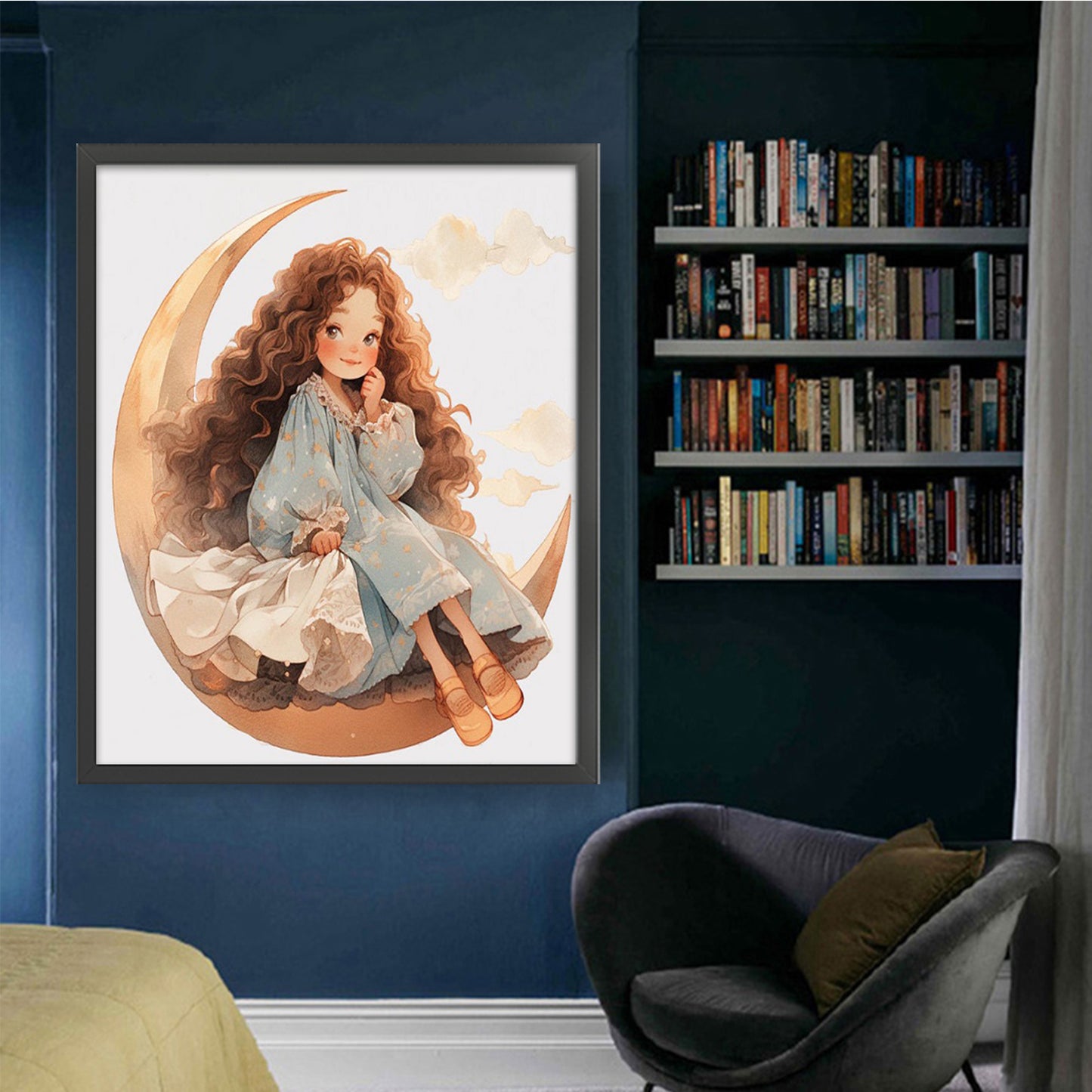 Moon Girl - Full 11CT Stamped Cross Stitch 50x60CM - Yishu