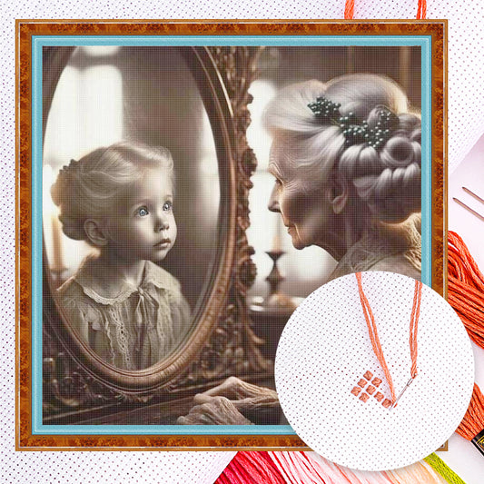 Mirror Of Time - Full 11CT Counted Cross Stitch 45x45CM - Yishu