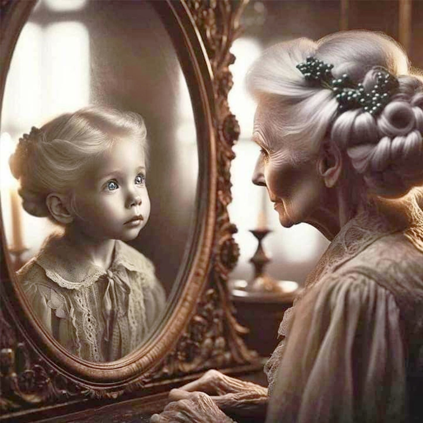 Mirror Of Time - Full 11CT Counted Cross Stitch 45x45CM - Yishu