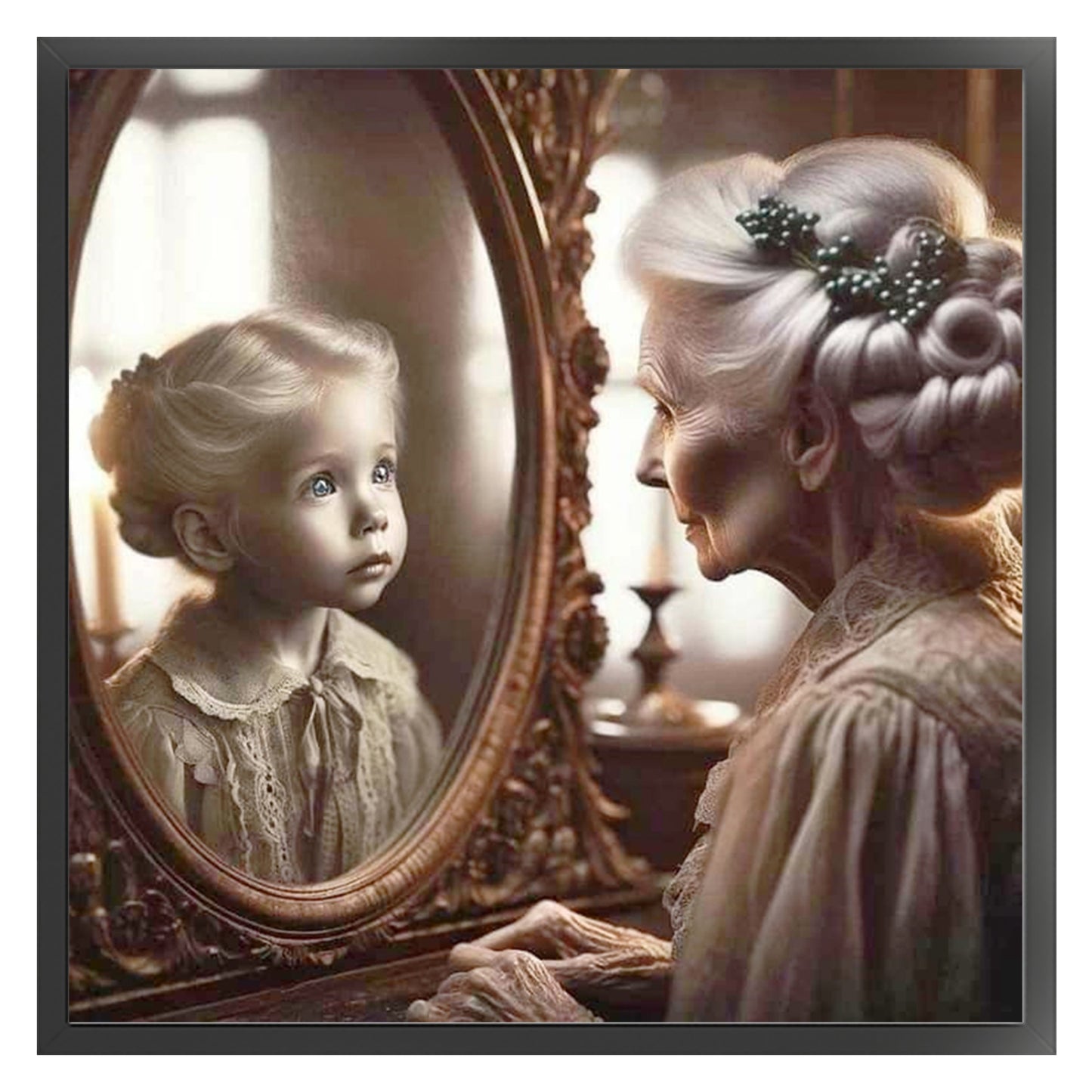 Mirror Of Time - Full 11CT Counted Cross Stitch 45x45CM - Yishu