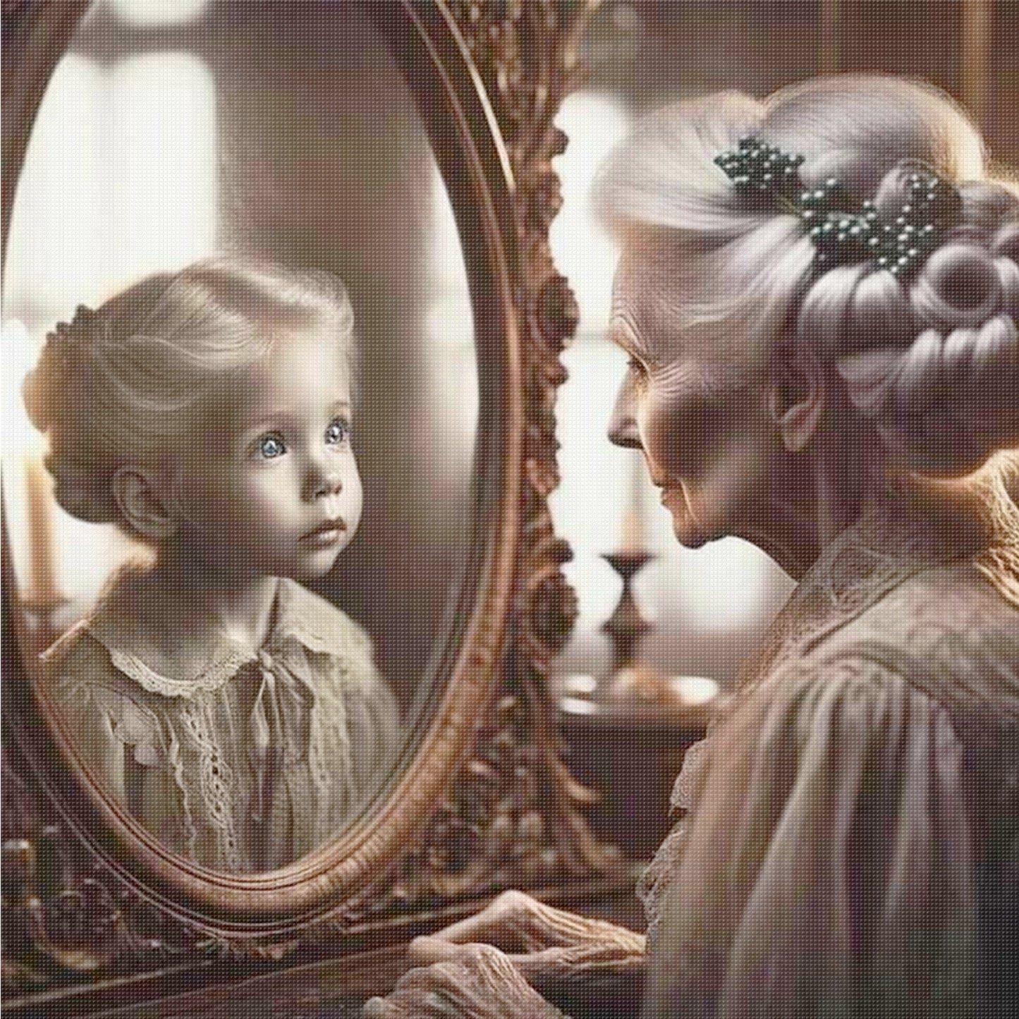 Mirror Of Time - Full 11CT Counted Cross Stitch 45x45CM - Yishu