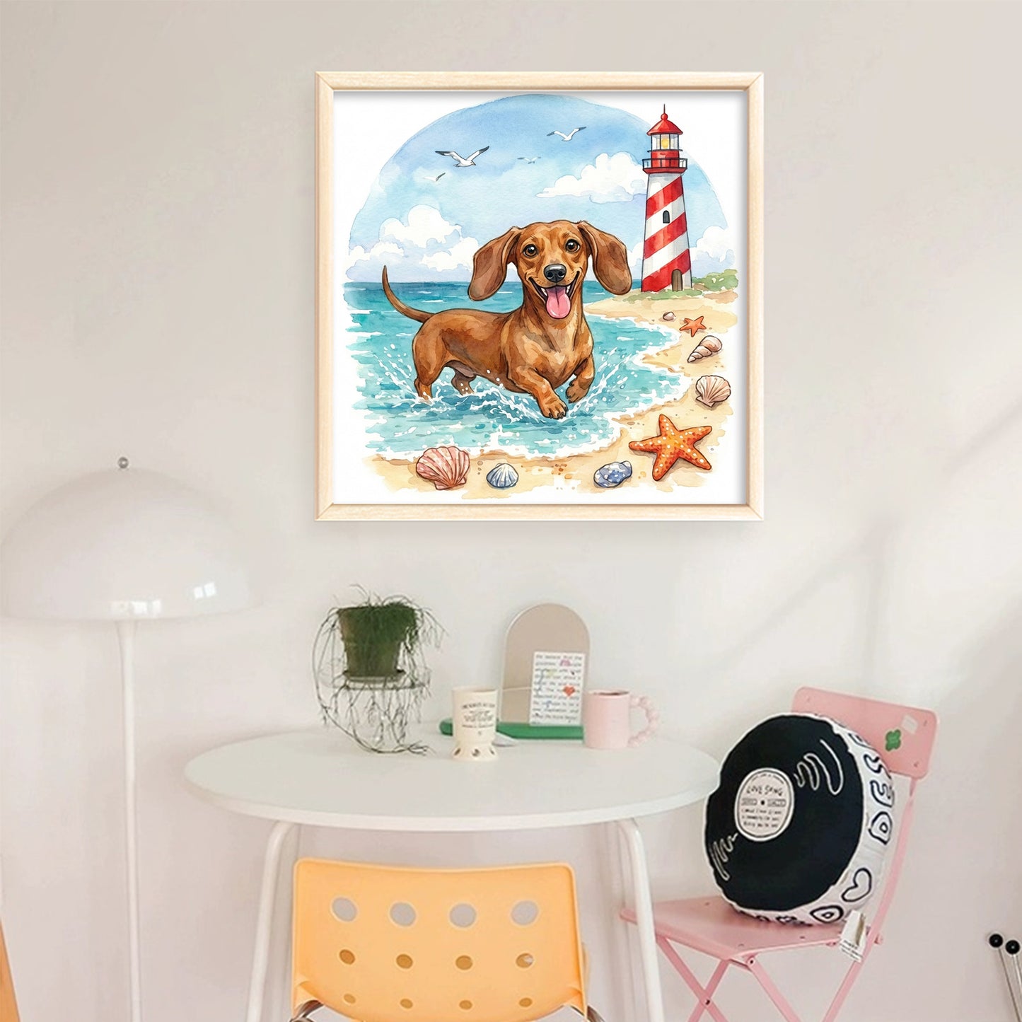 Dachshund By The Sea-Dog - Full 14CT Stamped Cross Stitch 30x30CM - Huacan