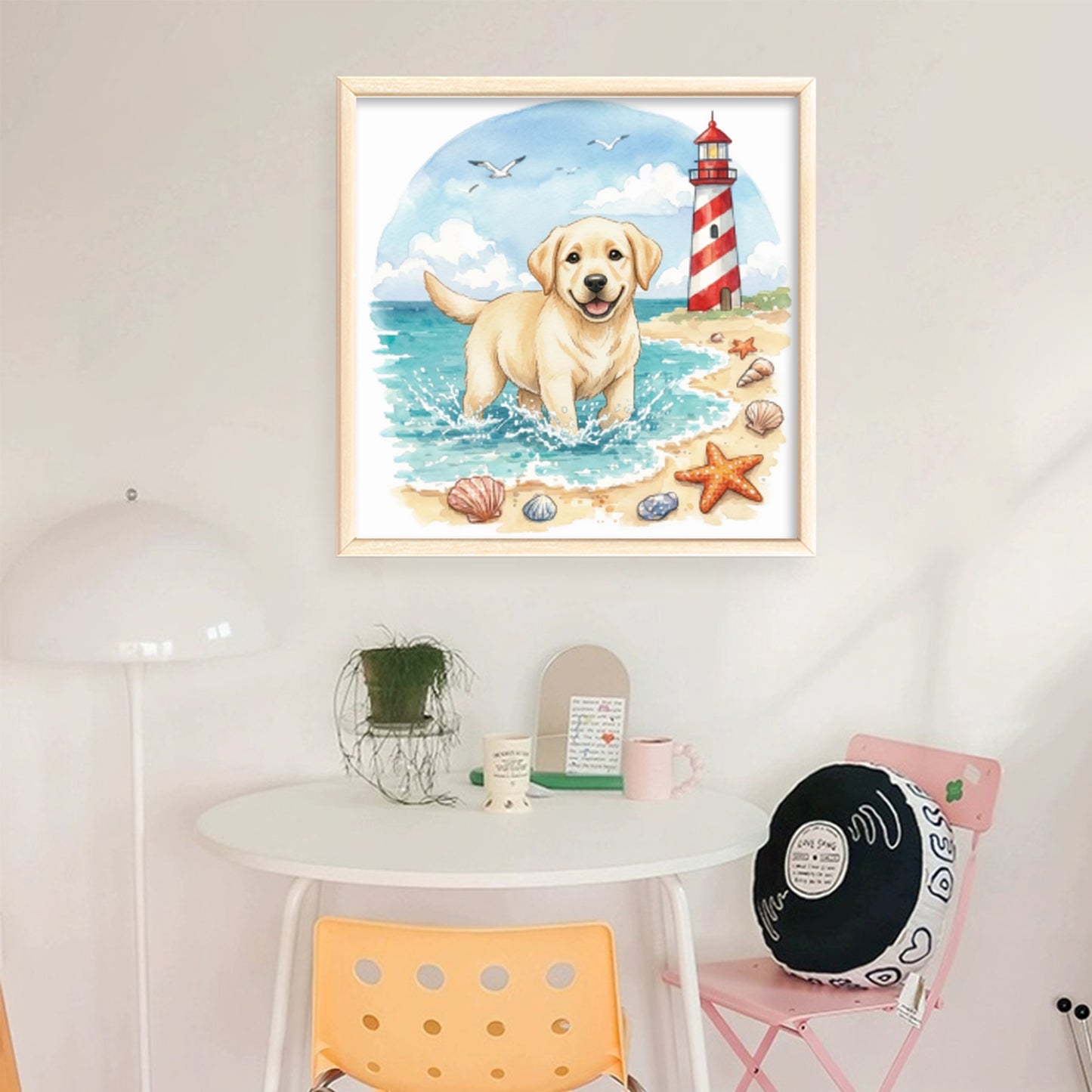 Labrador By The Sea-Dog - Full 14CT Stamped Cross Stitch 30x30CM - Huacan