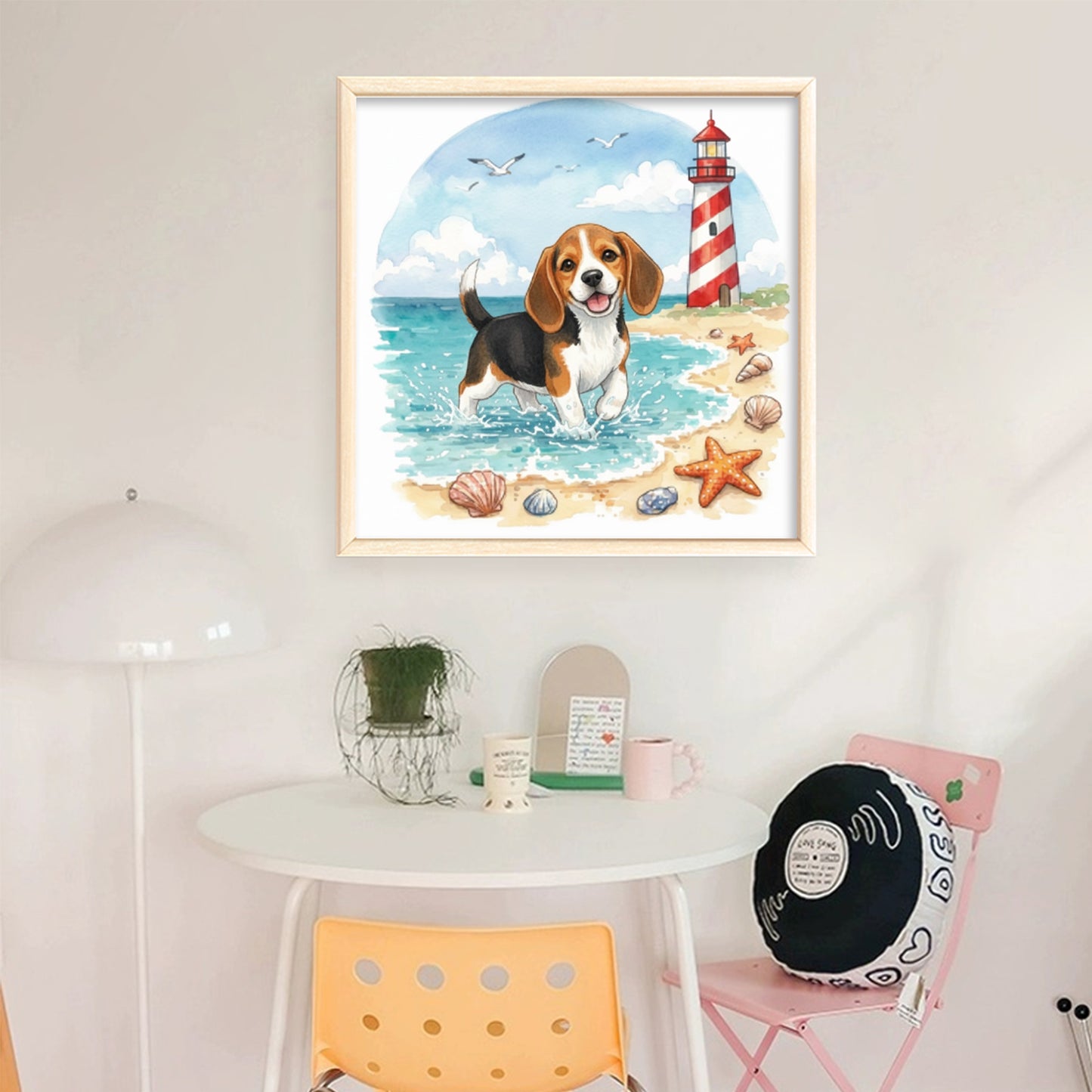 Beagle By The Sea-Dog - Full 14CT Stamped Cross Stitch 30x30CM - Huacan