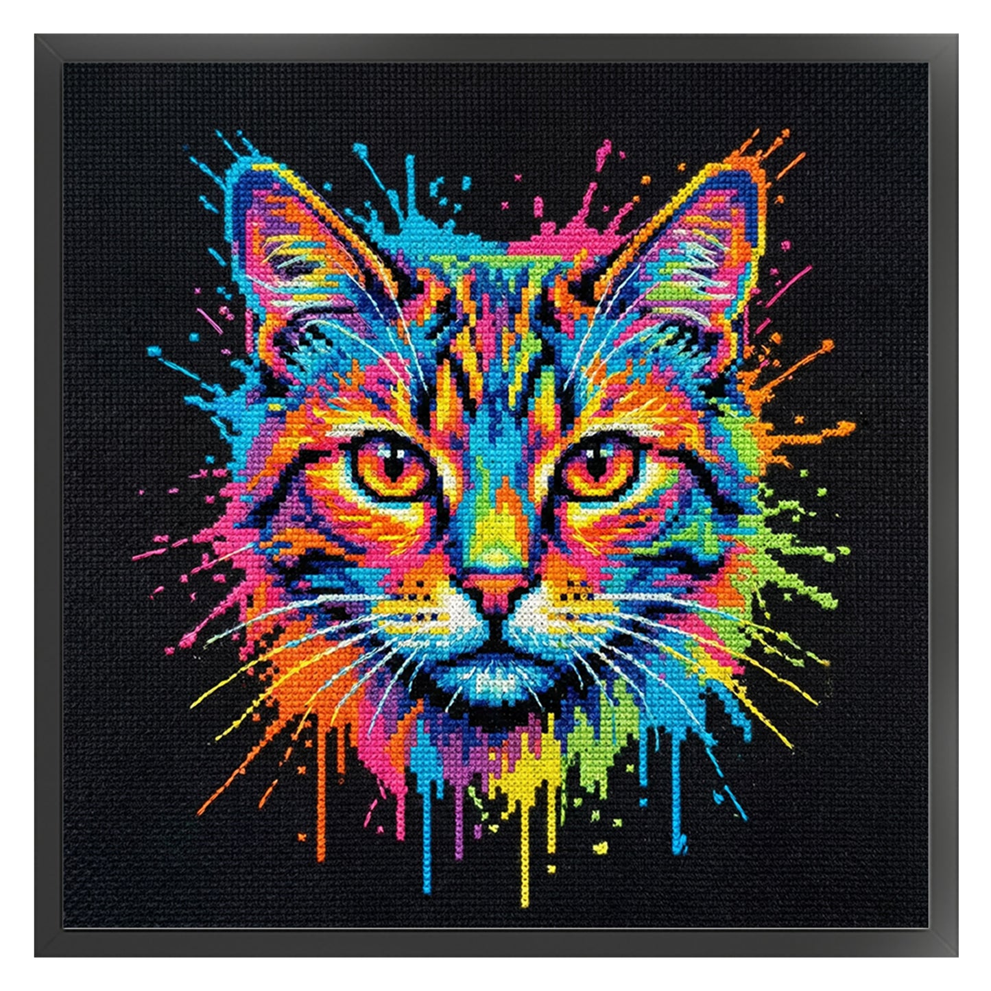 Cat - Full 14CT Stamped Cross Stitch 30x30CM - Huacan