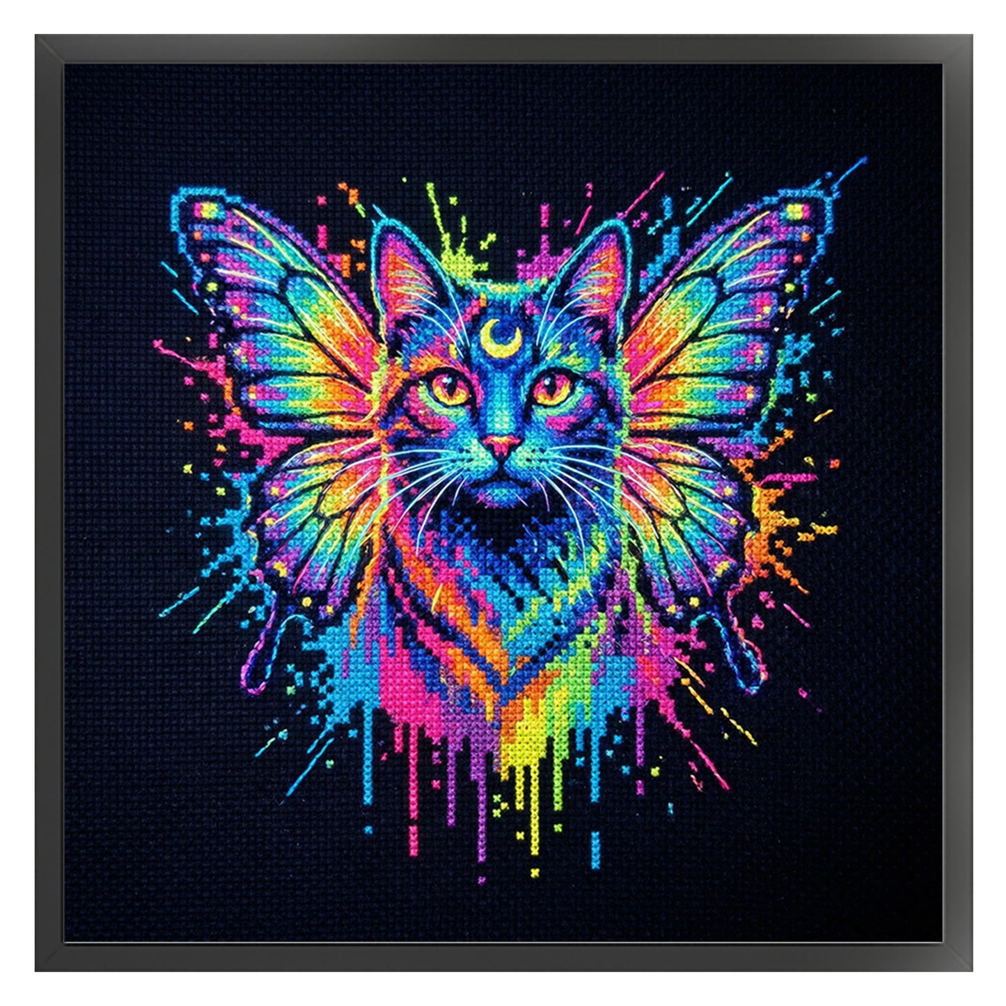 Butterfly Cat - Full 14CT Stamped Cross Stitch 30x30CM - Huacan