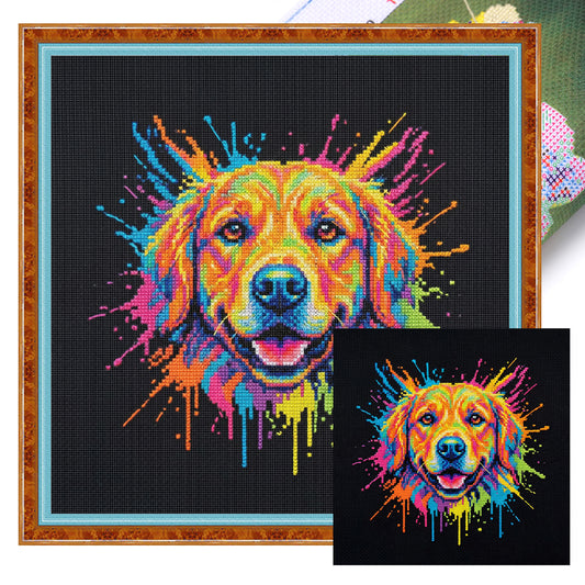 Dog - Full 14CT Stamped Cross Stitch 30x30CM - Huacan