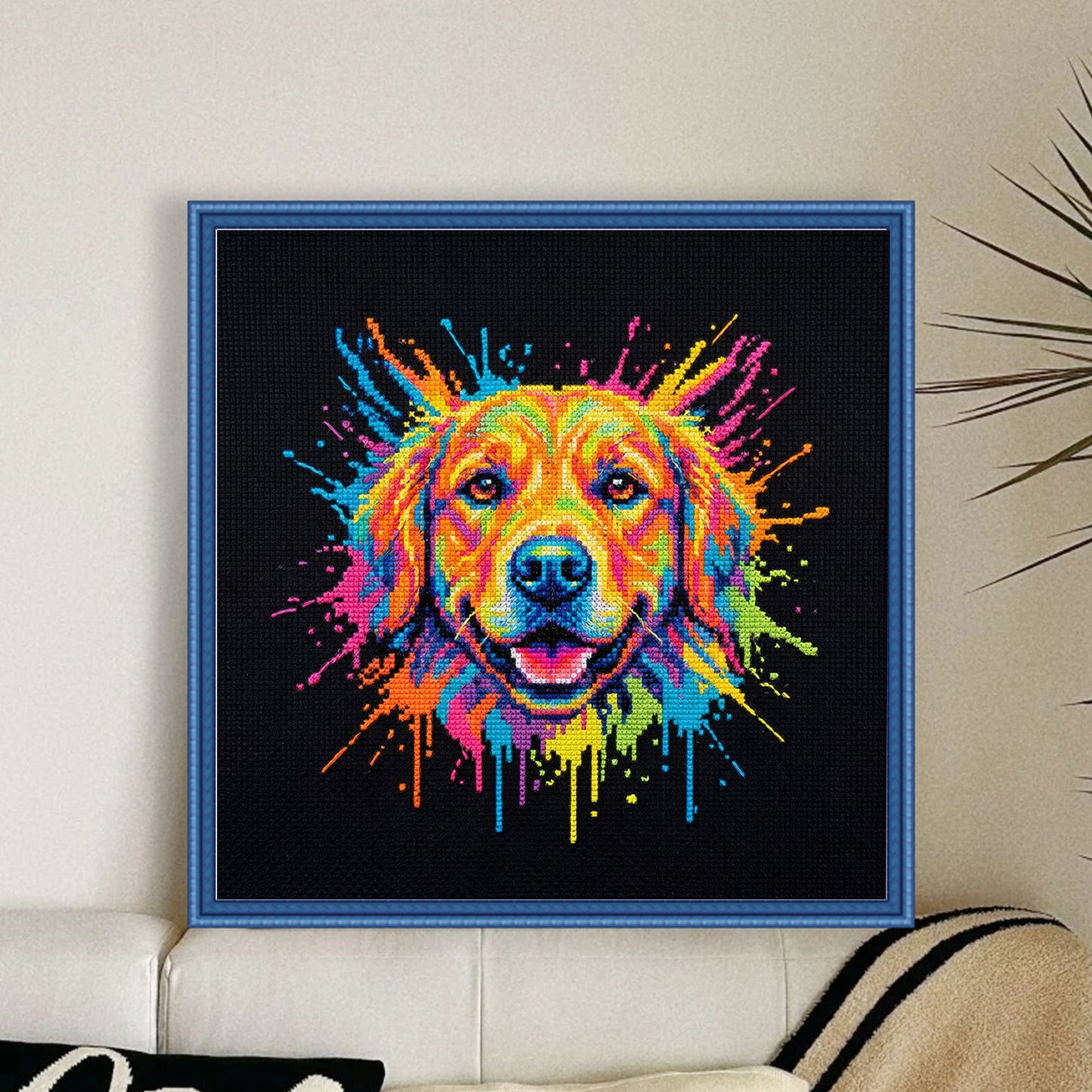 Dog - Full 14CT Stamped Cross Stitch 30x30CM - Huacan