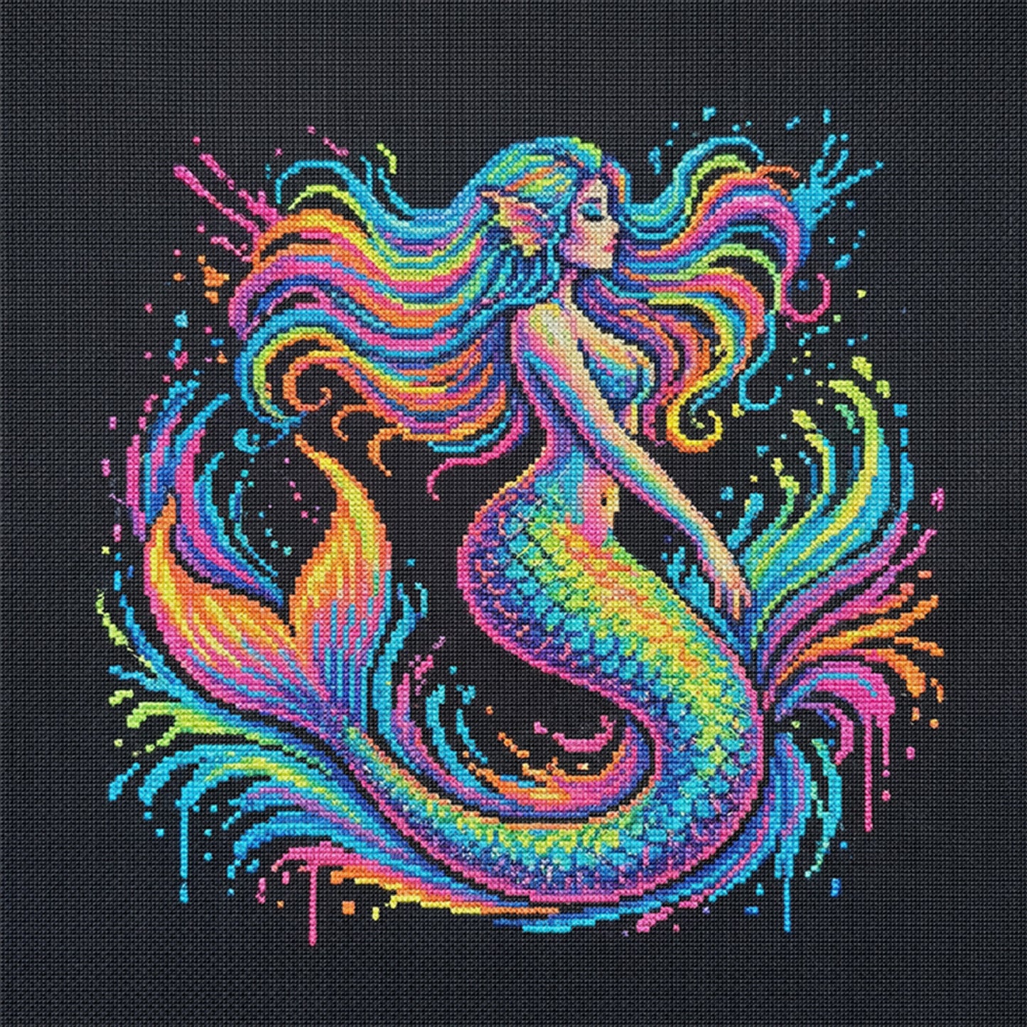 Mermaid - Full 14CT Stamped Cross Stitch 30x30CM - Huacan