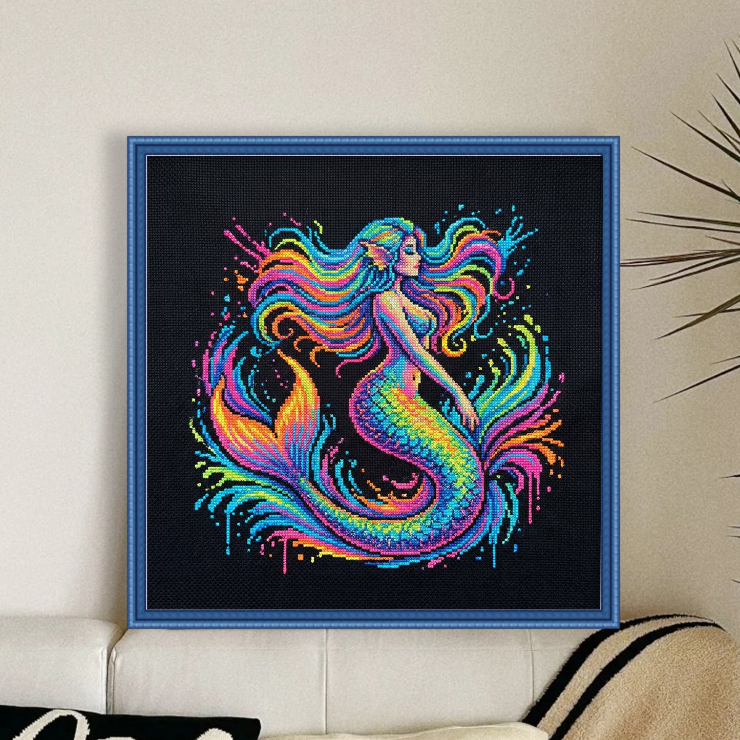 Mermaid - Full 14CT Stamped Cross Stitch 30x30CM - Huacan