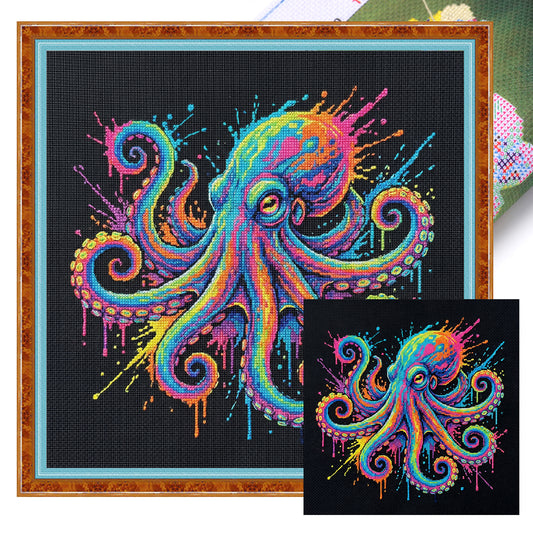 Octopus - Full 14CT Stamped Cross Stitch 30x30CM - Huacan
