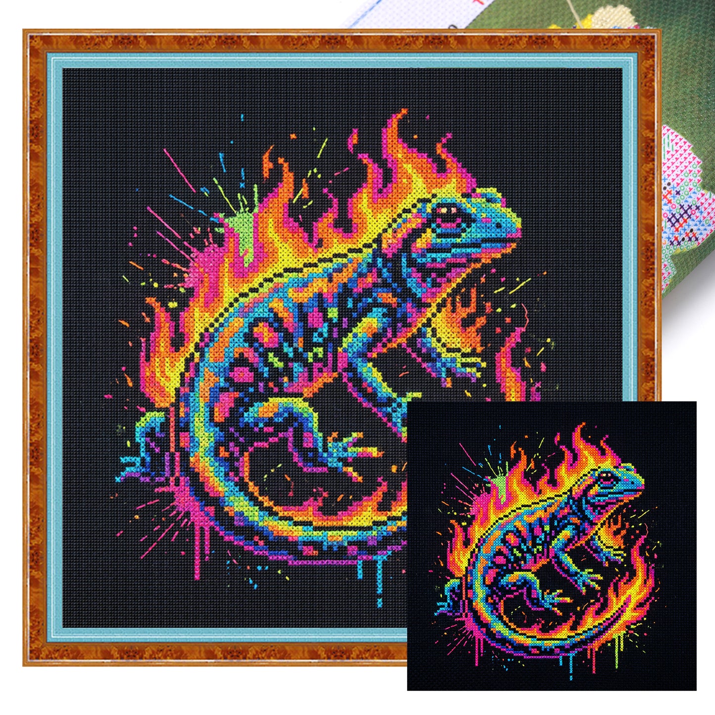 Lizard - Full 14CT Stamped Cross Stitch 30x30CM - Huacan