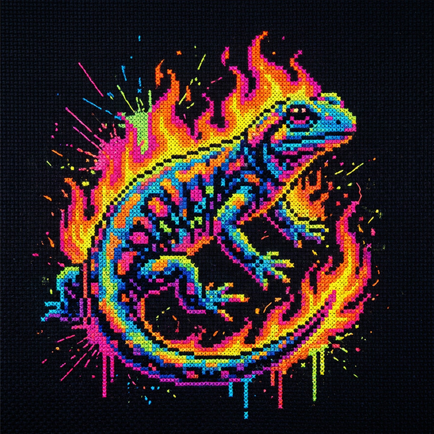 Lizard - Full 14CT Stamped Cross Stitch 30x30CM - Huacan