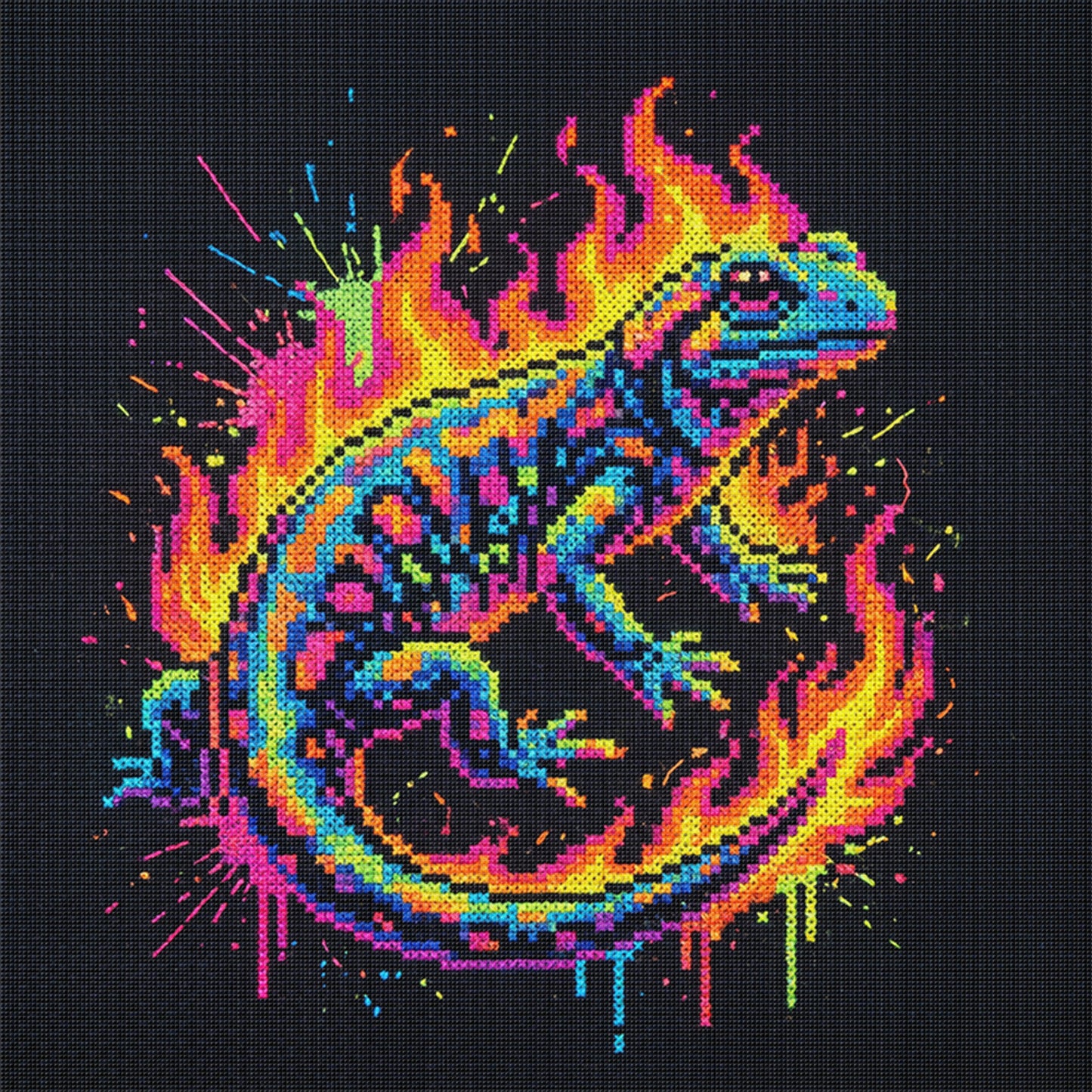 Lizard - Full 14CT Stamped Cross Stitch 30x30CM - Huacan