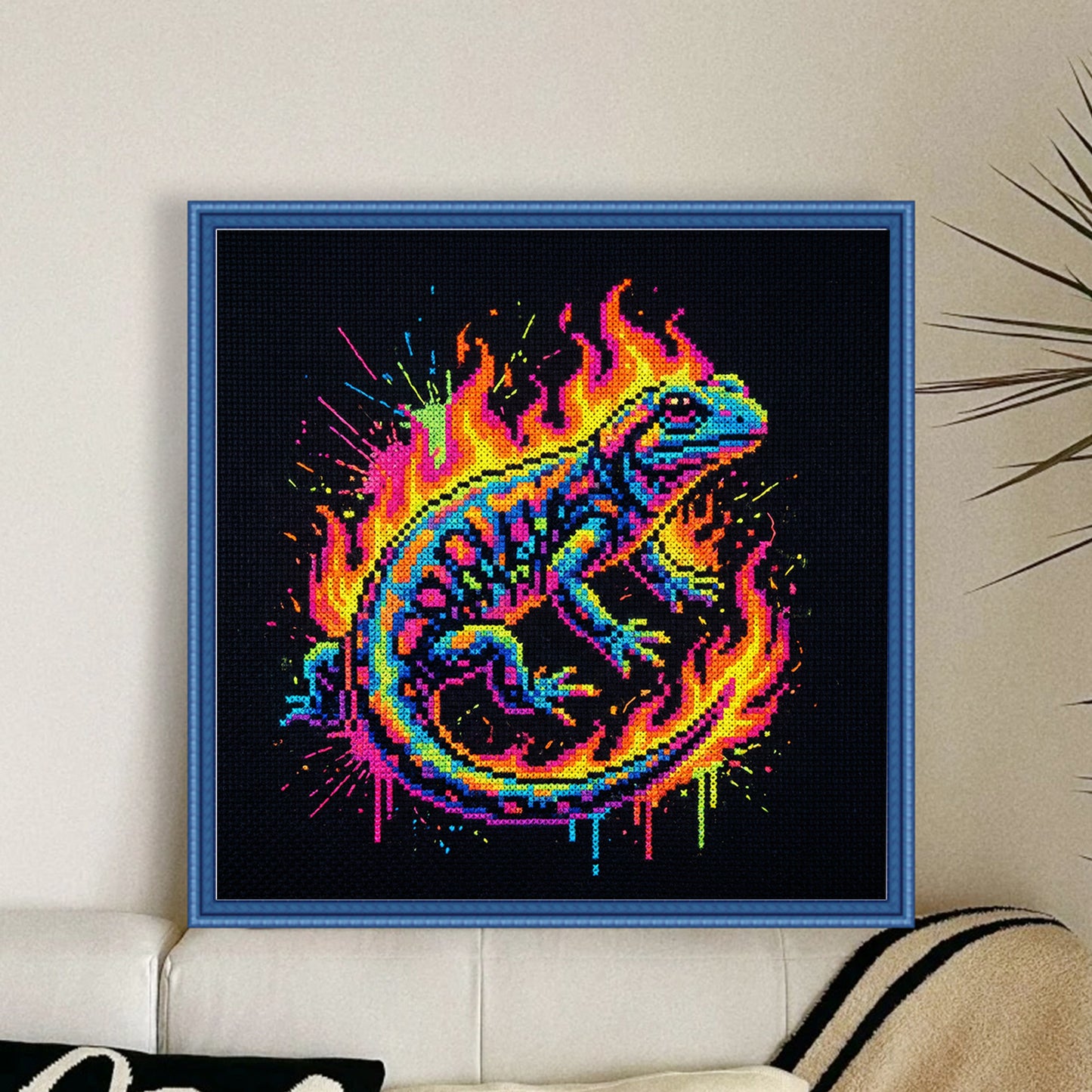 Lizard - Full 14CT Stamped Cross Stitch 30x30CM - Huacan