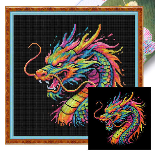Dragon - Full 14CT Stamped Cross Stitch 30x30CM - Huacan