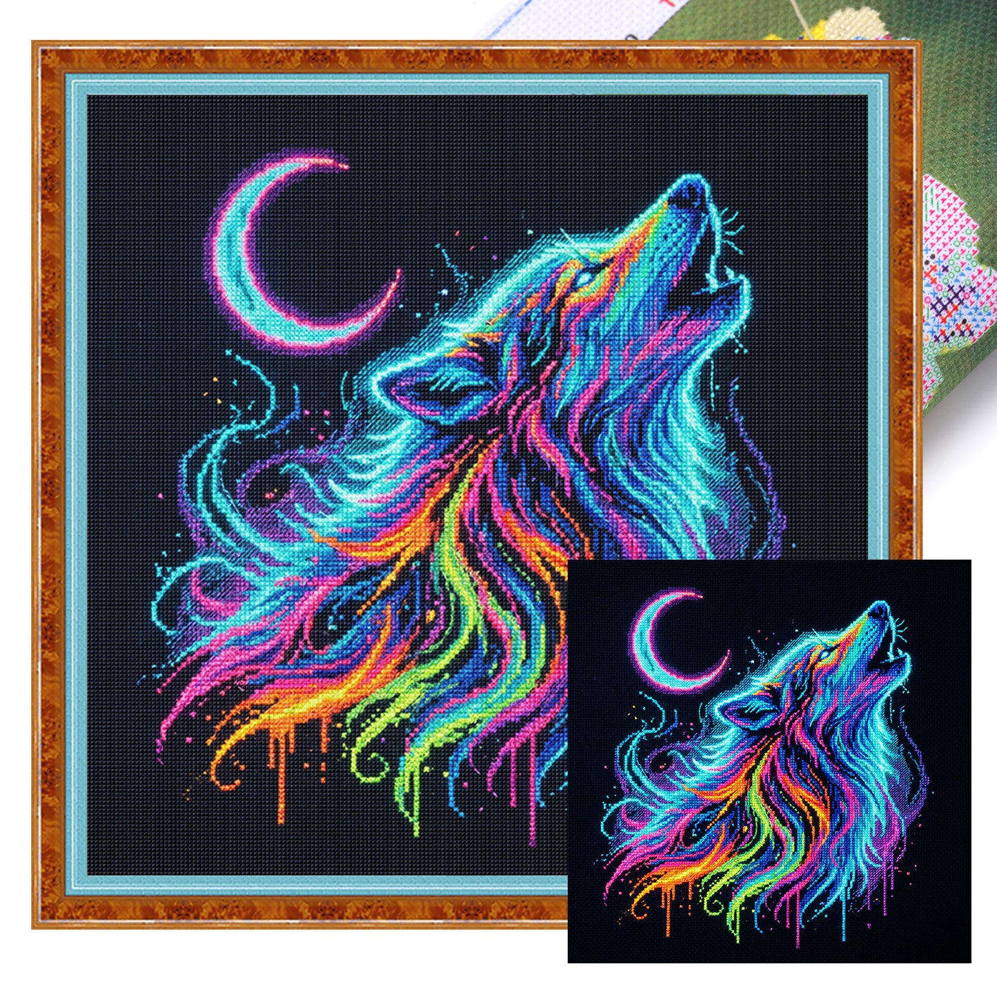 Wolf - Full 14CT Stamped Cross Stitch 30x30CM - Huacan