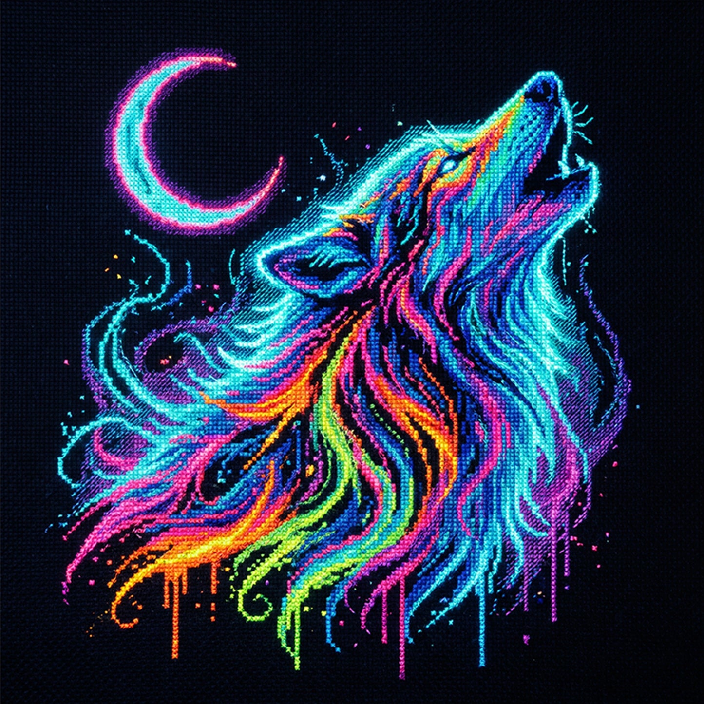 Wolf - Full 14CT Stamped Cross Stitch 30x30CM - Huacan