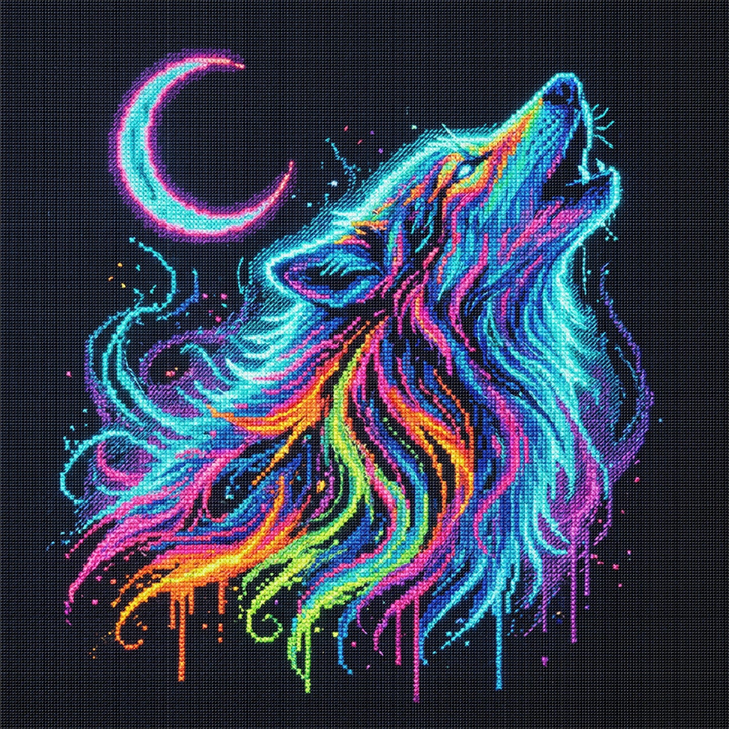 Wolf - Full 14CT Stamped Cross Stitch 30x30CM - Huacan