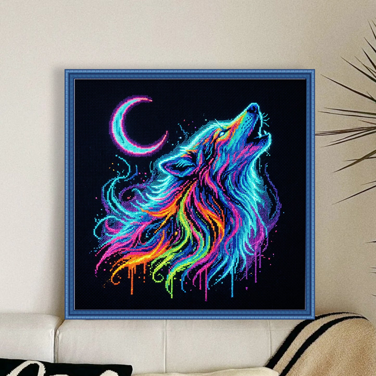 Wolf - Full 14CT Stamped Cross Stitch 30x30CM - Huacan