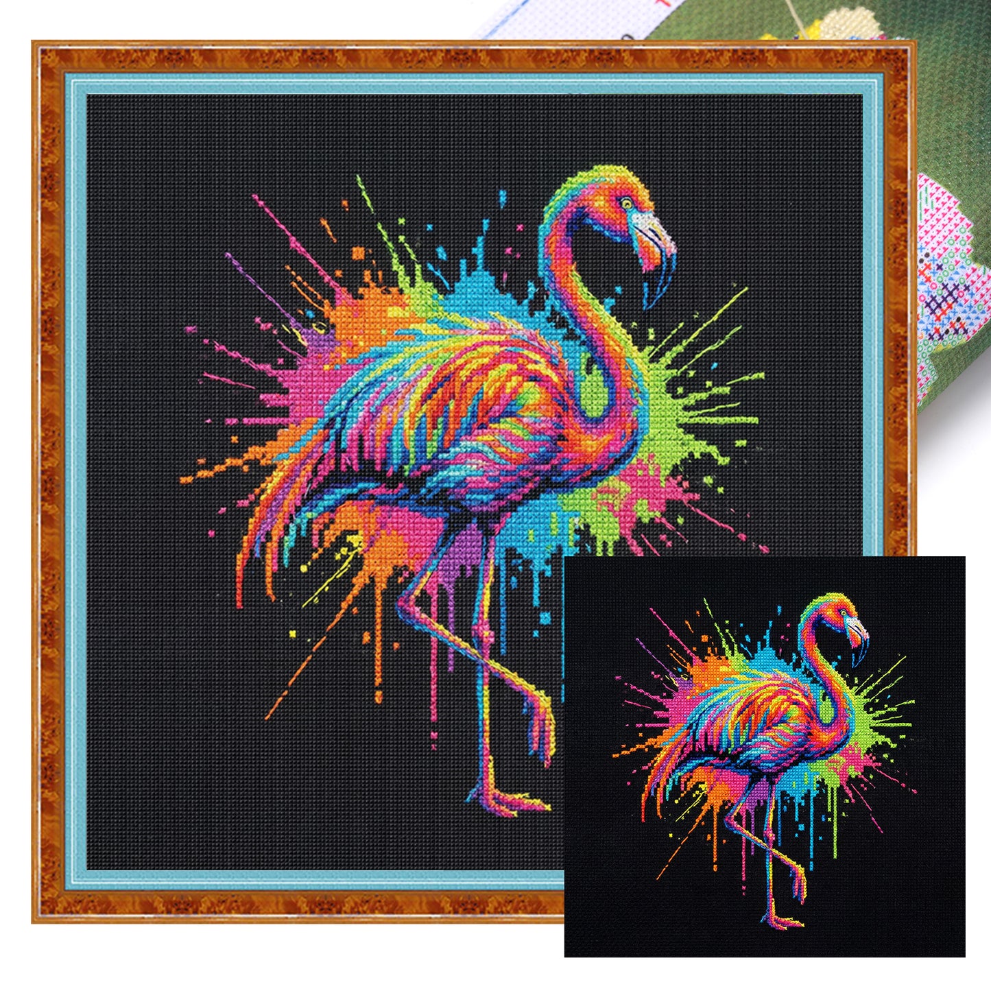 Flamingo - Full 14CT Stamped Cross Stitch 30x30CM - Huacan