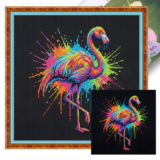 Flamingo - Full 14CT Stamped Cross Stitch 30x30CM - Huacan