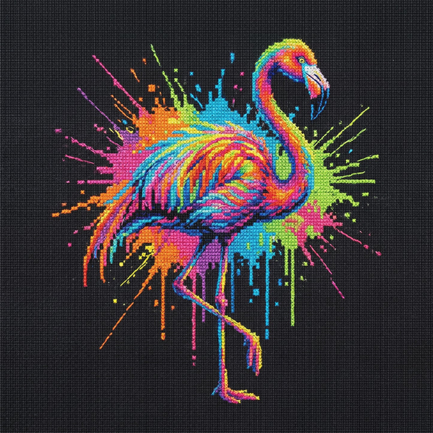 Flamingo - Full 14CT Stamped Cross Stitch 30x30CM - Huacan