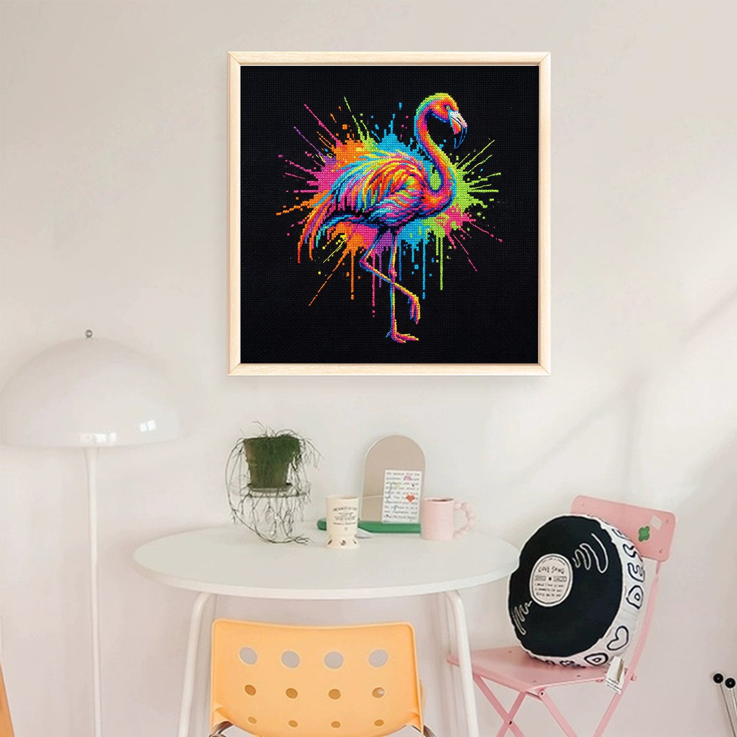 Flamingo - Full 14CT Stamped Cross Stitch 30x30CM - Huacan
