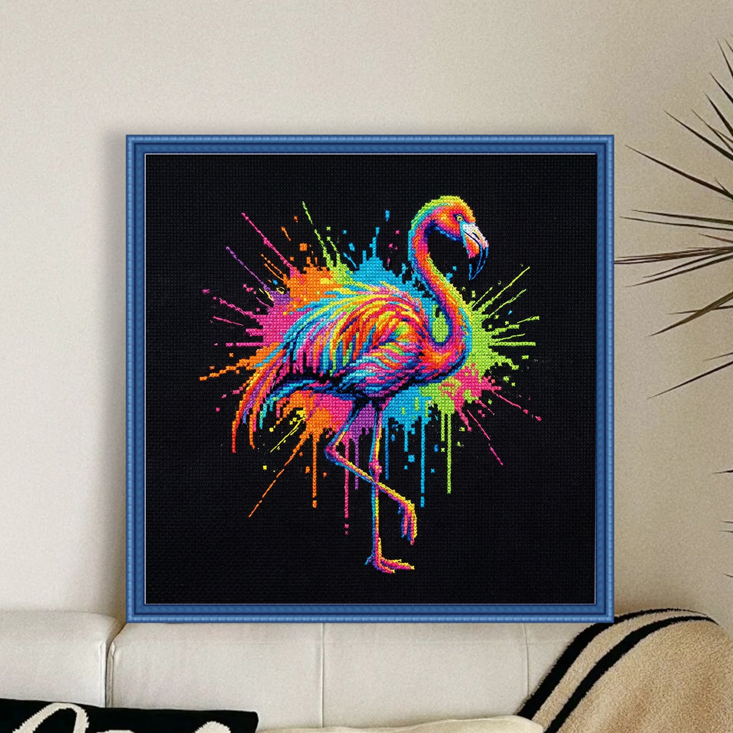 Flamingo - Full 14CT Stamped Cross Stitch 30x30CM - Huacan