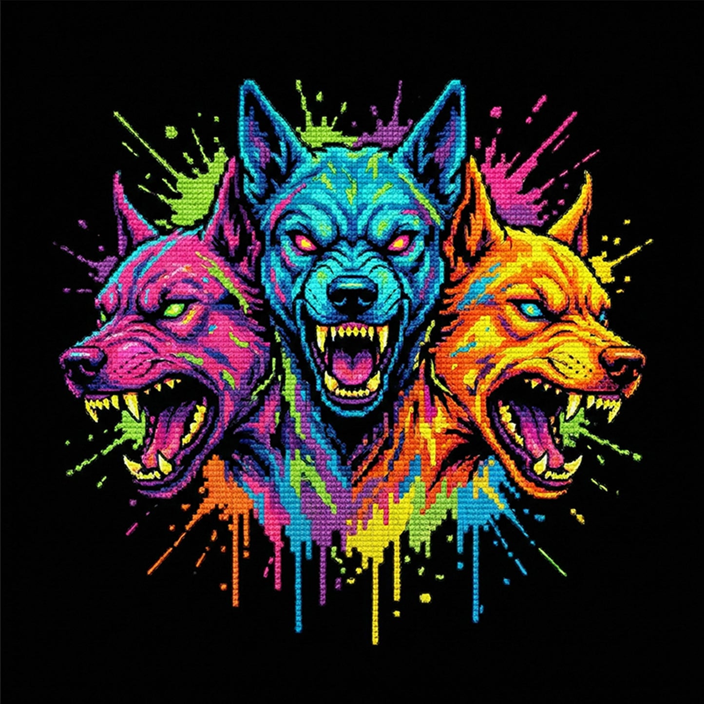 Cerberus - Full 14CT Stamped Cross Stitch 30x30CM - Huacan
