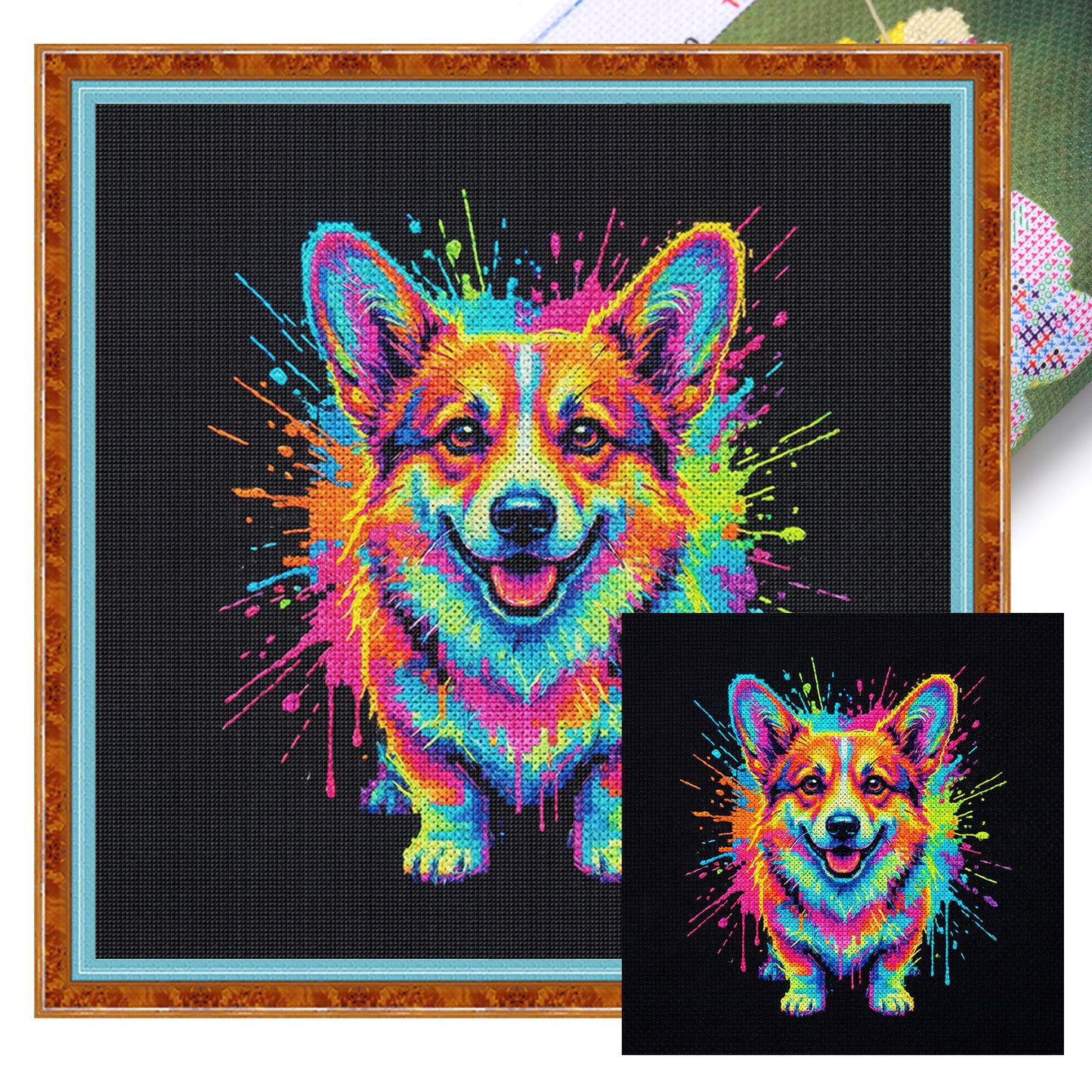 Corgi - Full 14CT Stamped Cross Stitch 30x30CM - Huacan