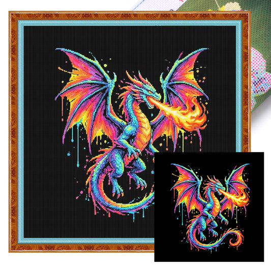 Dragon - Full 14CT Stamped Cross Stitch 30x30CM - Huacan